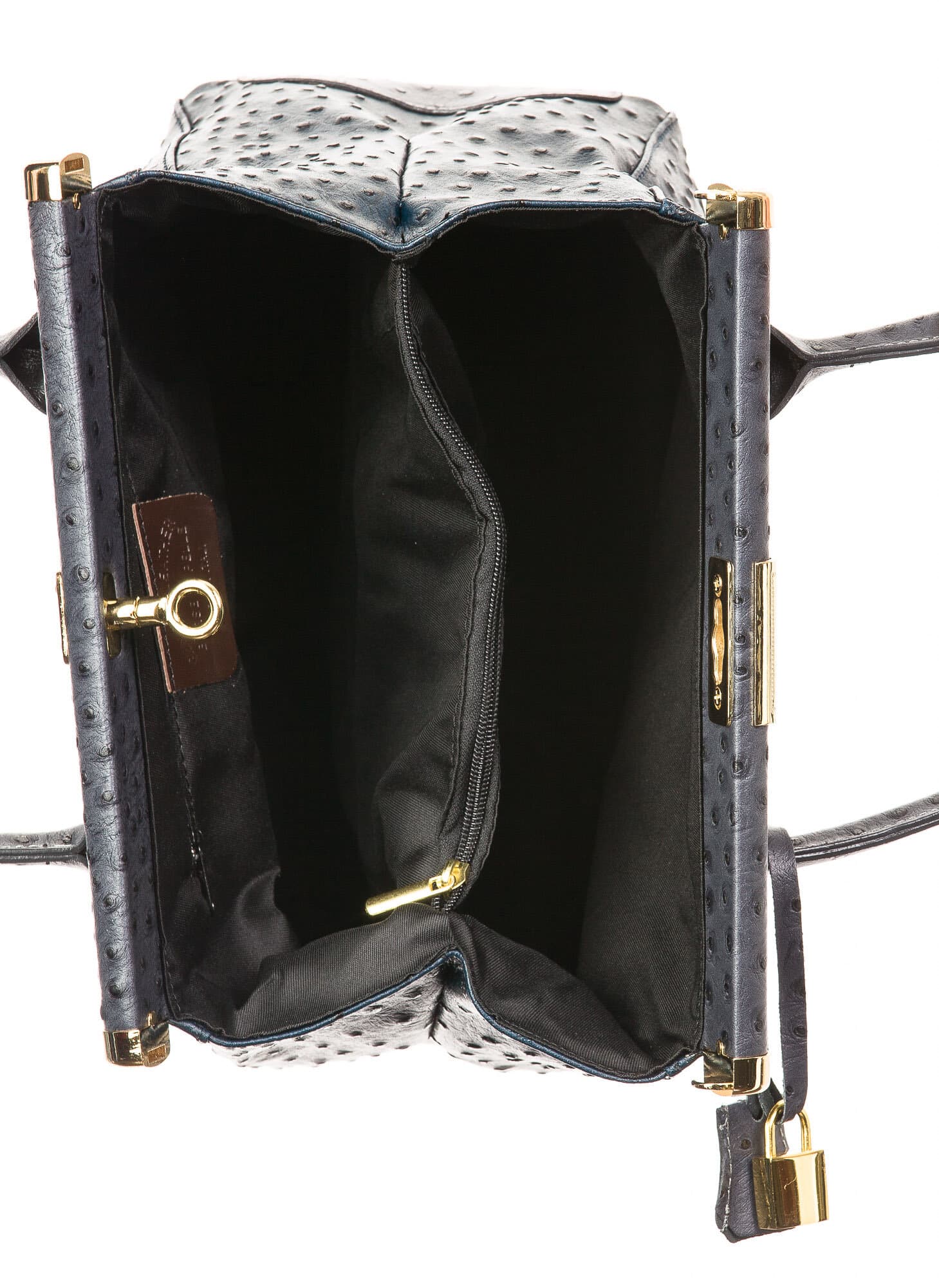 Borsa donna in vera pelle CHIARO SCURO mod. LEONA, colore BLU, Made in Italy.