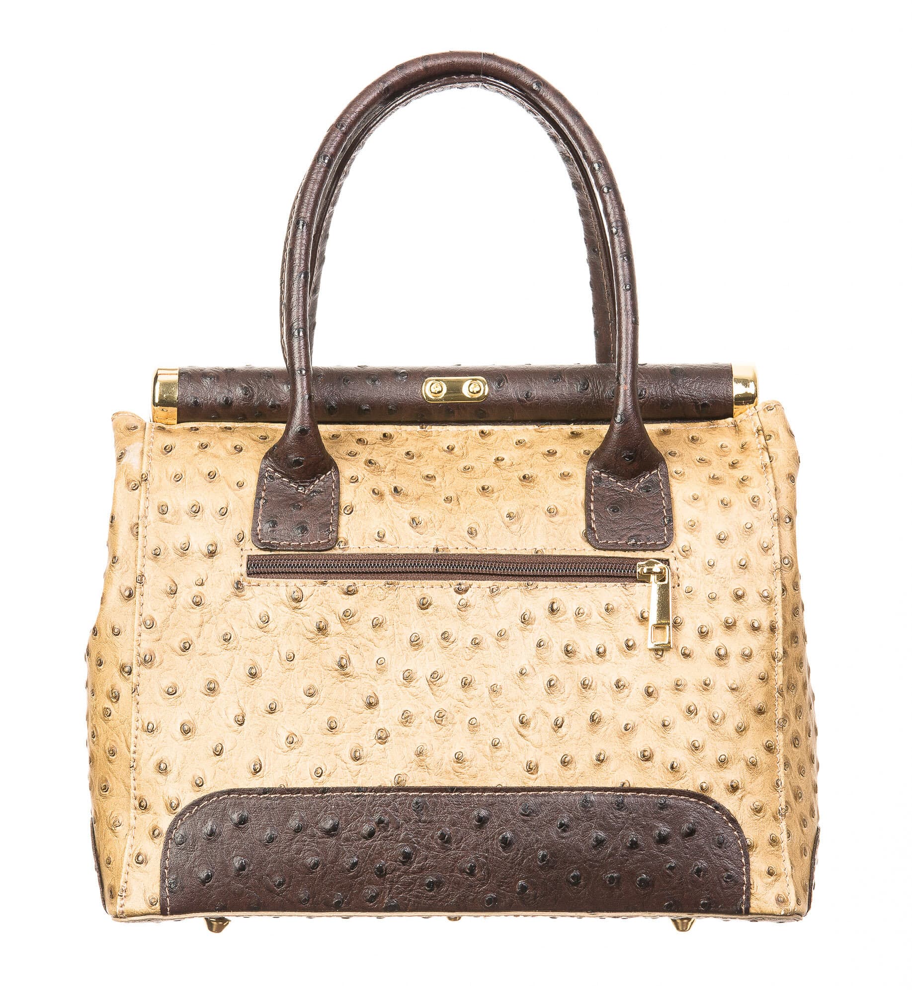 Borsa donna in vera pelle CHIARO SCURO mod. LEONA, colore TAUPE/ TESTA DI MORO, Made in Italy.