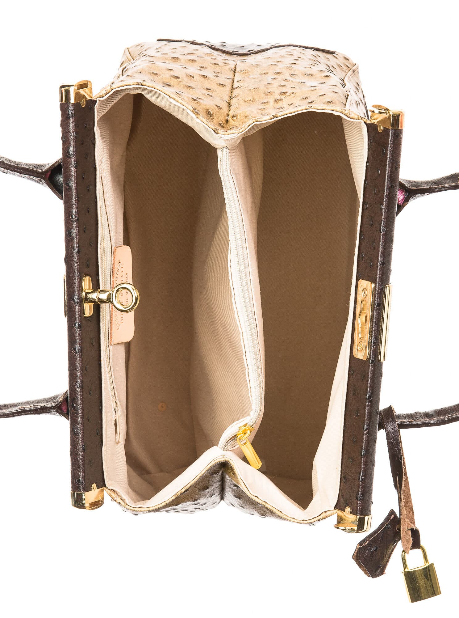 Borsa donna in vera pelle CHIARO SCURO mod. LEONA, colore TAUPE/ TESTA DI MORO, Made in Italy.