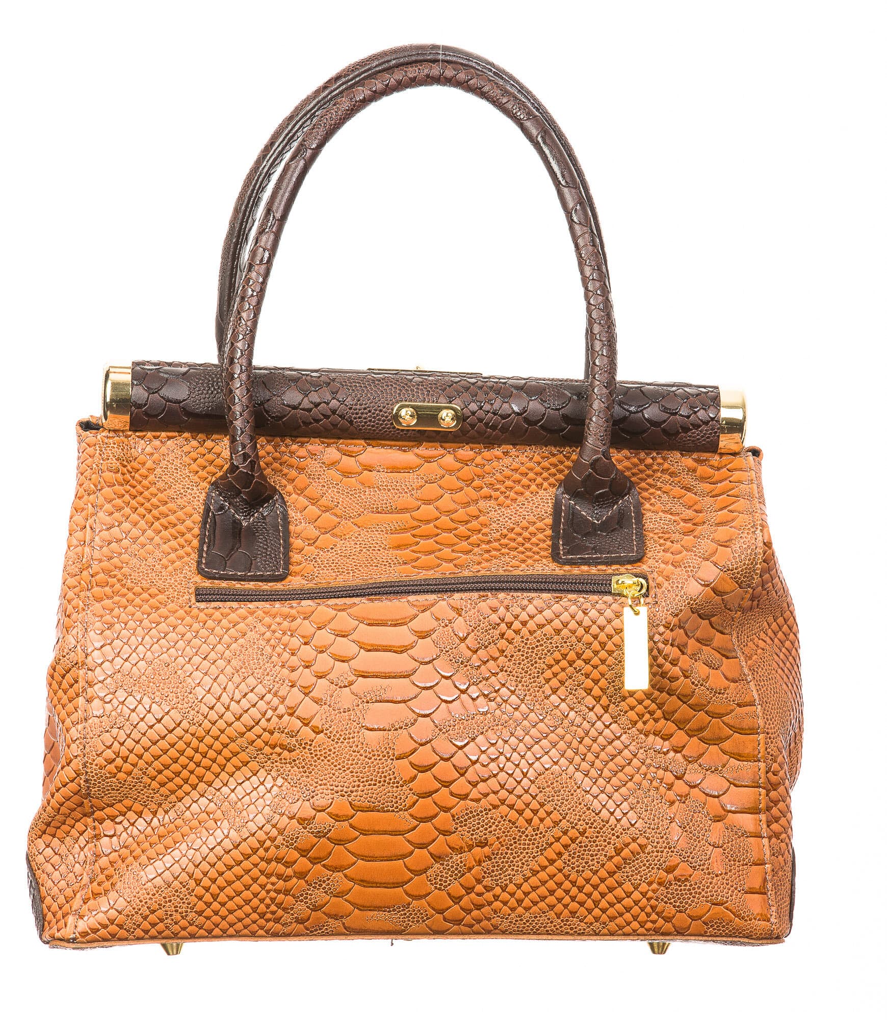 Borsa donna in vera pelle CHIARO SCURO mod. LEONA, colore MIELE / TESTA DI MORO, Made in Italy.