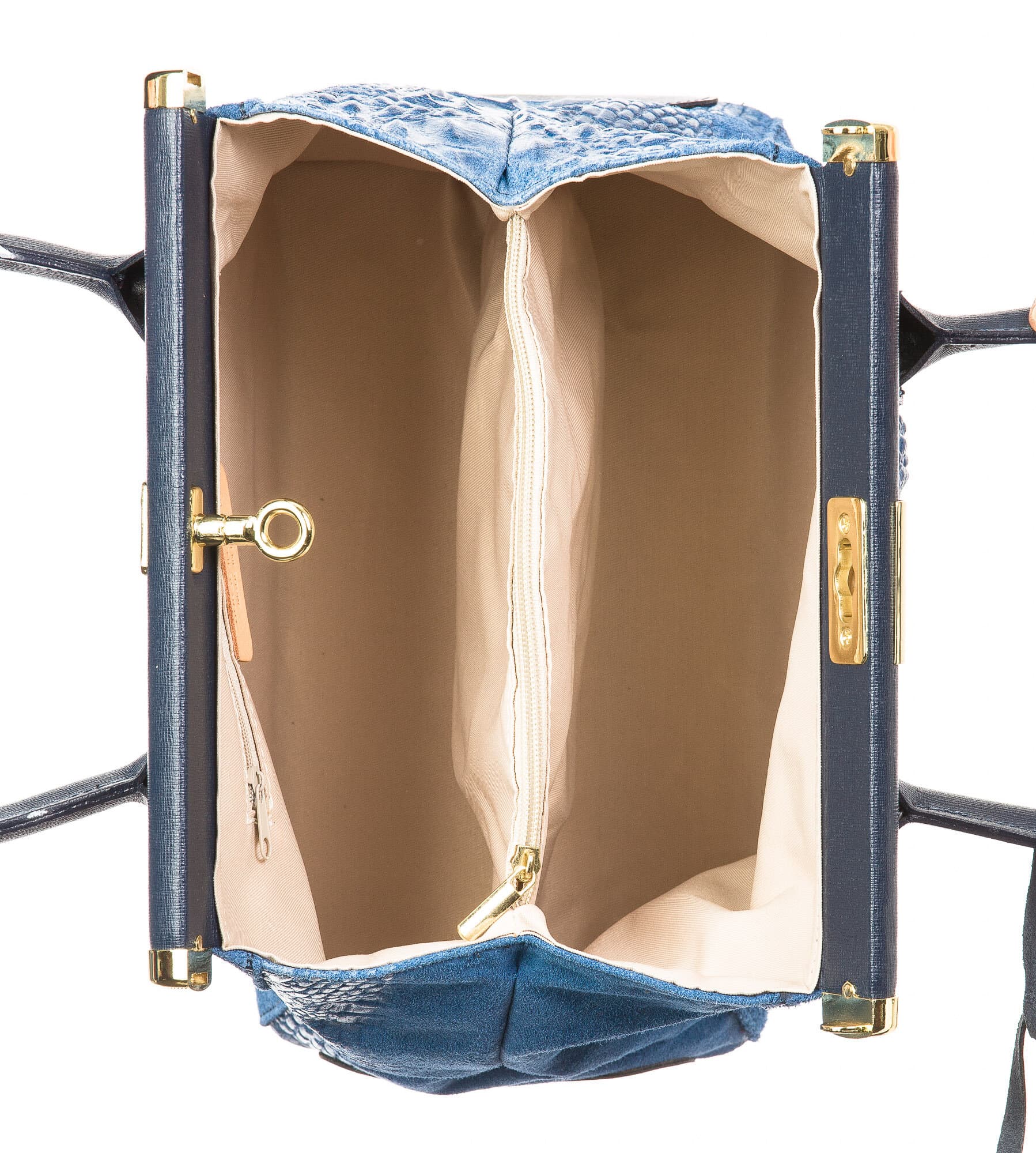 Borsa donna in vera pelle CHIARO SCURO mod. LEONA, colore BLU, Made in Italy.