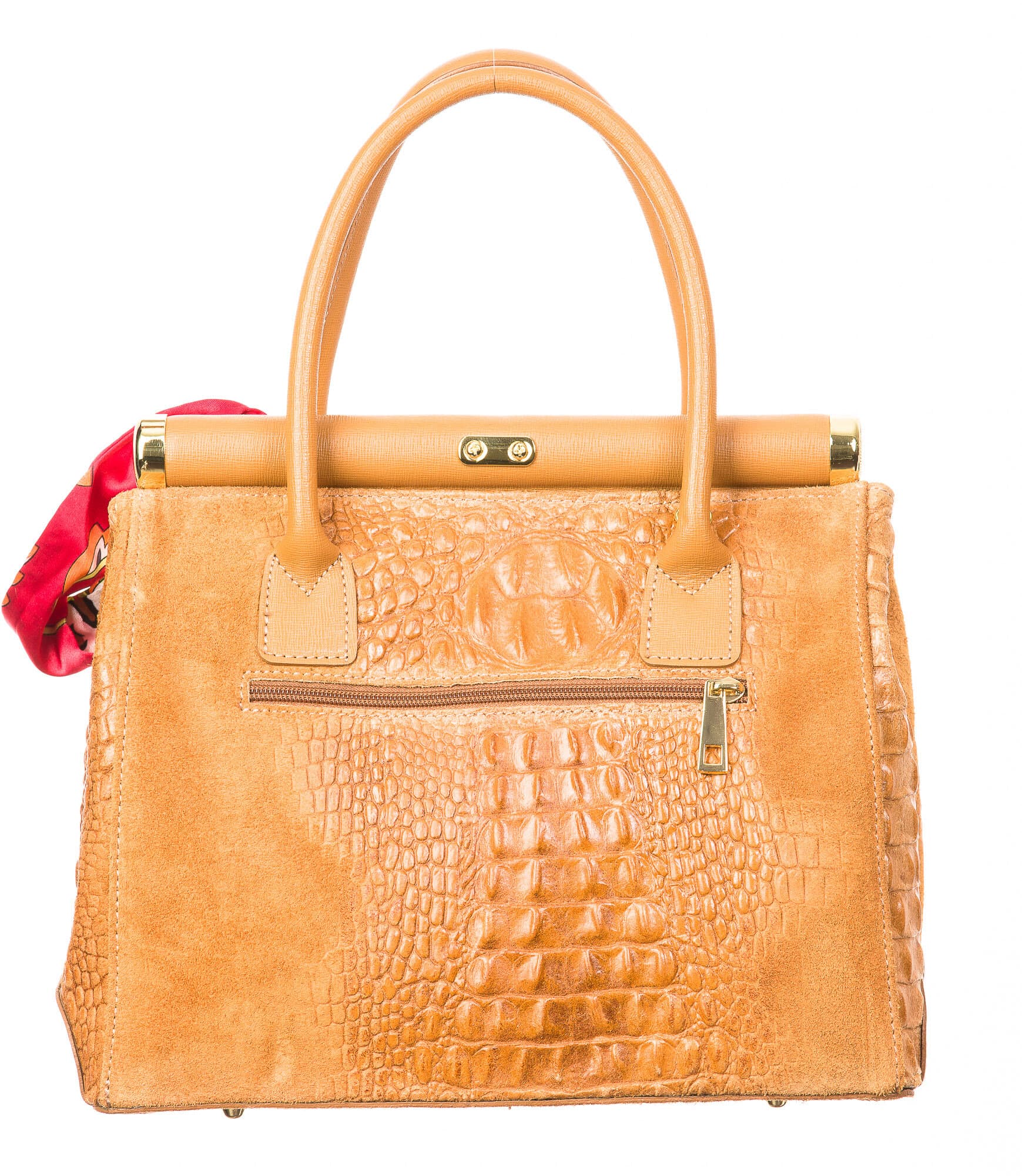 Borsa donna in vera pelle CHIARO SCURO mod. LEONA, colore MIELE, Made in Italy.