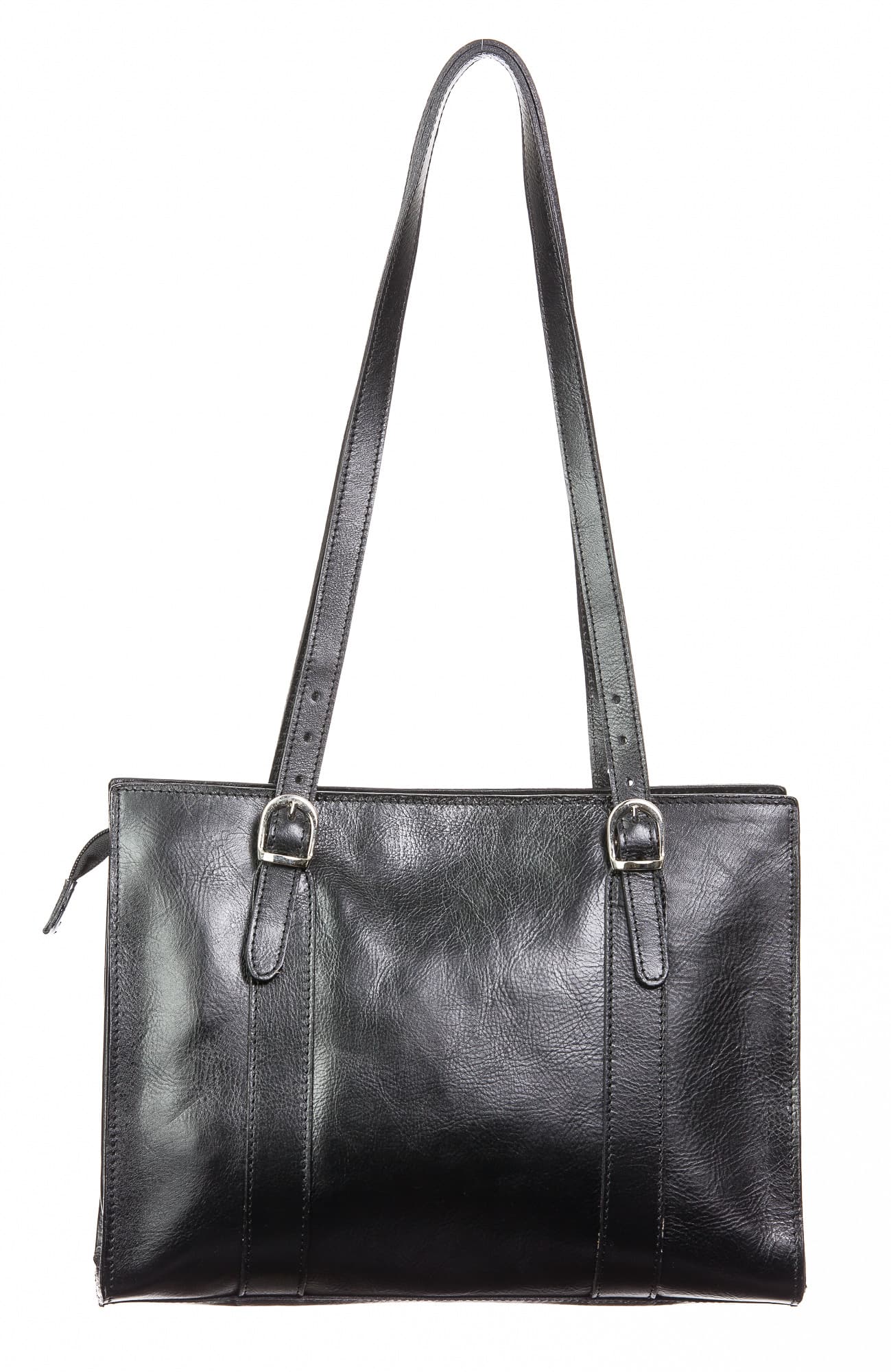 Borsa donna in vera pelle CHIAROSCURO mod. MARINA, colore NERO, Made in Italy.