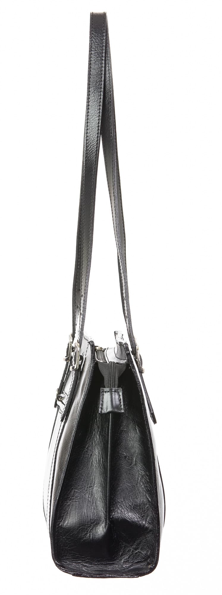Borsa donna in vera pelle CHIAROSCURO mod. MARINA, colore NERO, Made in Italy.