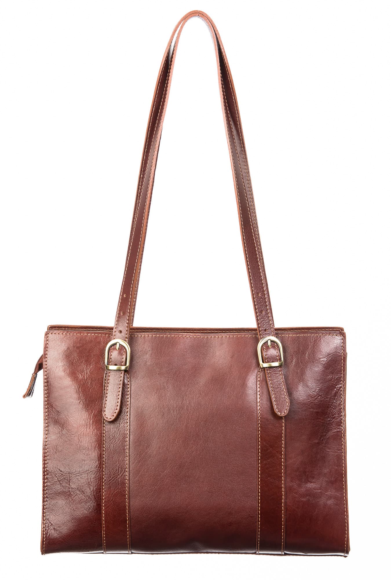 Borsa donna in vera pelle CHIAROSCURO mod. MARINA, colore MARRONE, Made in Italy