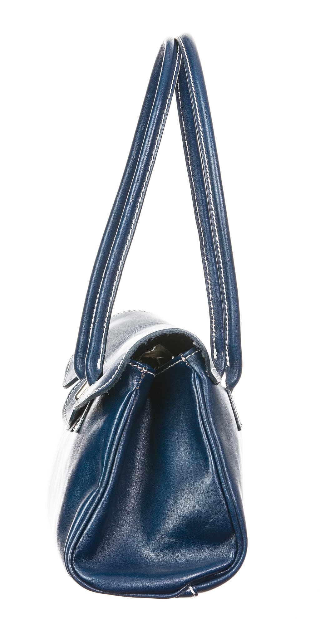 Borsa donna in vera pelle CHIAROSCURO mod. MARGHERITA, colore BLU, Made in Italy.