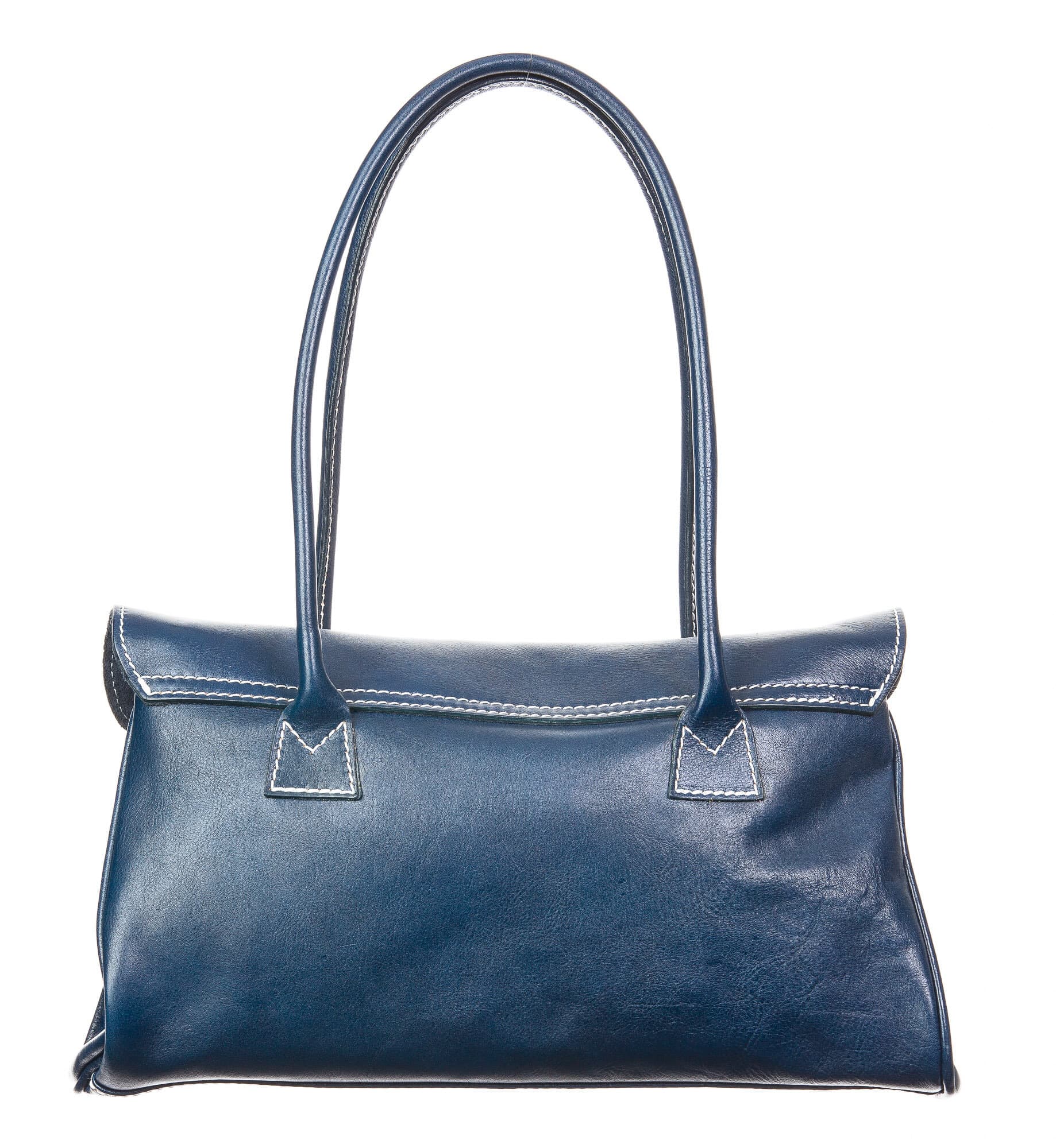 Borsa donna in vera pelle CHIAROSCURO mod. MARGHERITA, colore BLU, Made in Italy.