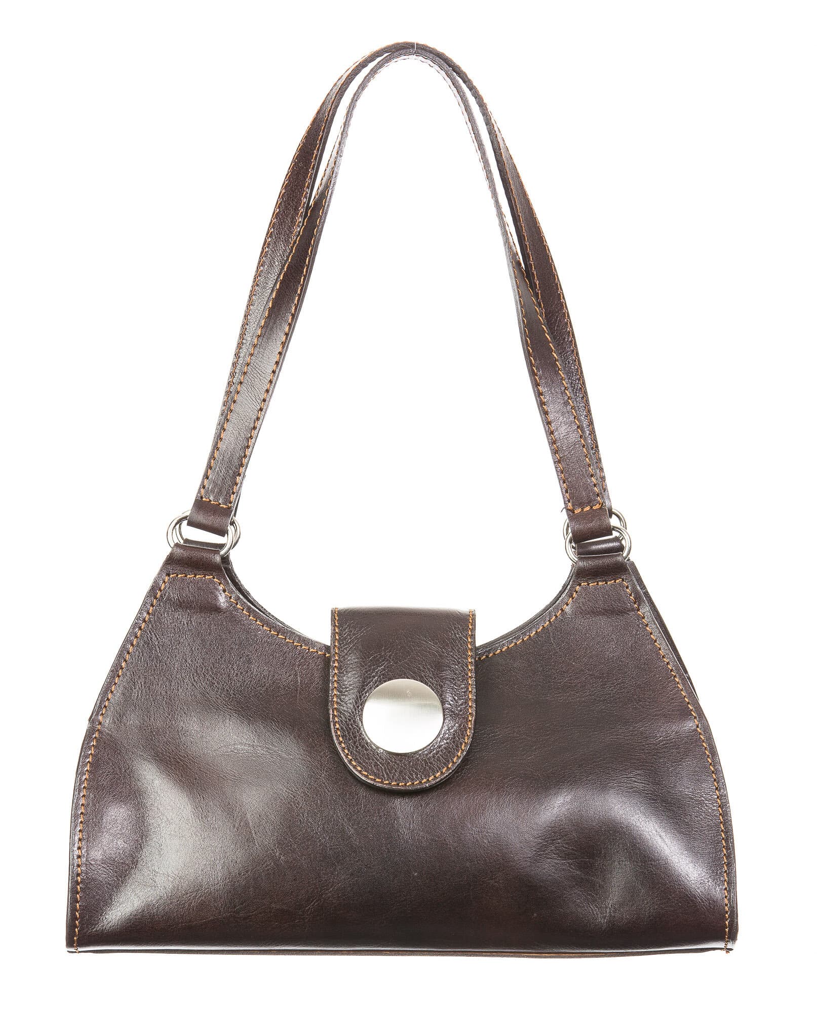 Borsa donna in vera pelle CHIAROSCURO mod. LUNA small, colore TESTA DI MORO, Made in Italy.