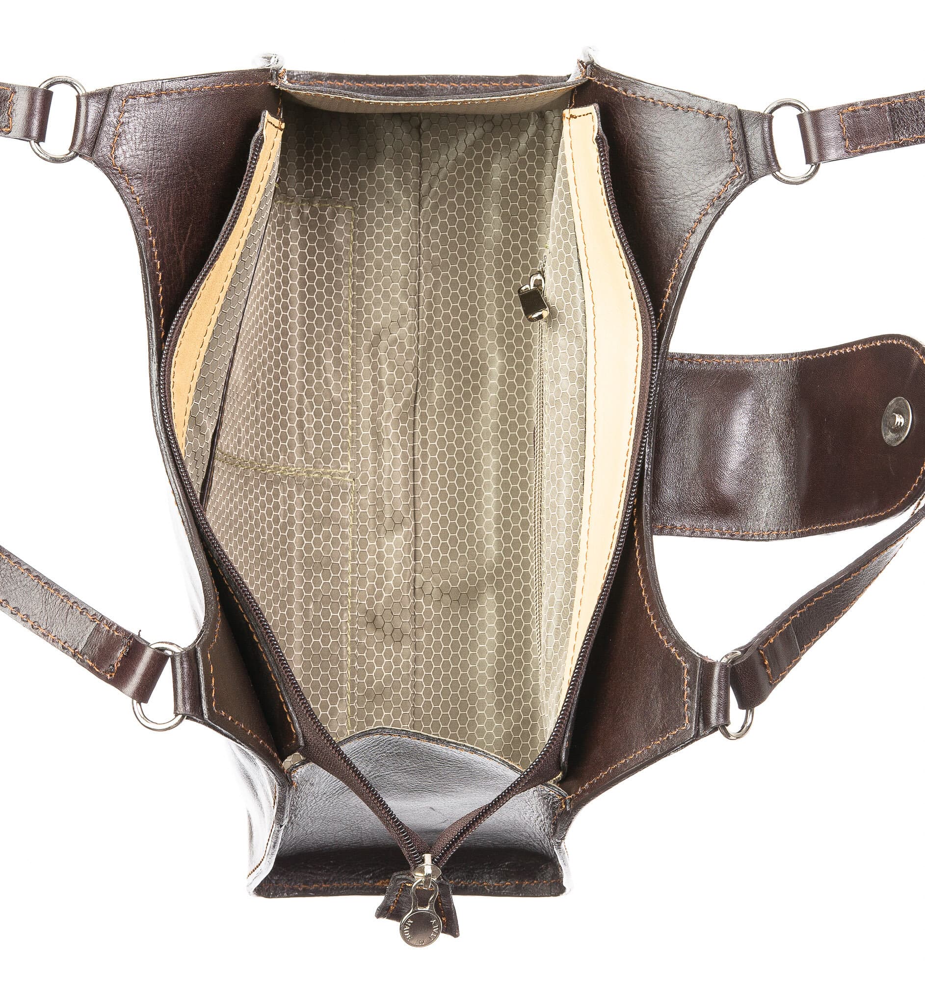 Borsa donna in vera pelle CHIAROSCURO mod. LUNA small, colore TESTA DI MORO, Made in Italy.