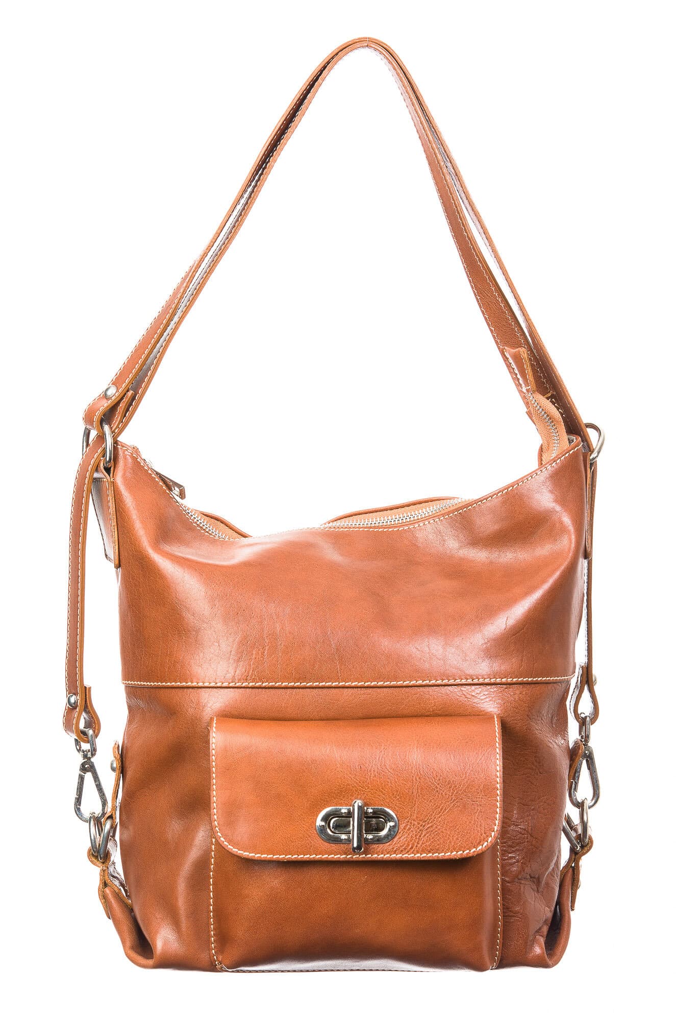Borsa zaino donna in vera pelle CHIAROSCURO mod. MARTA, colore MIELE, Made in Italy.