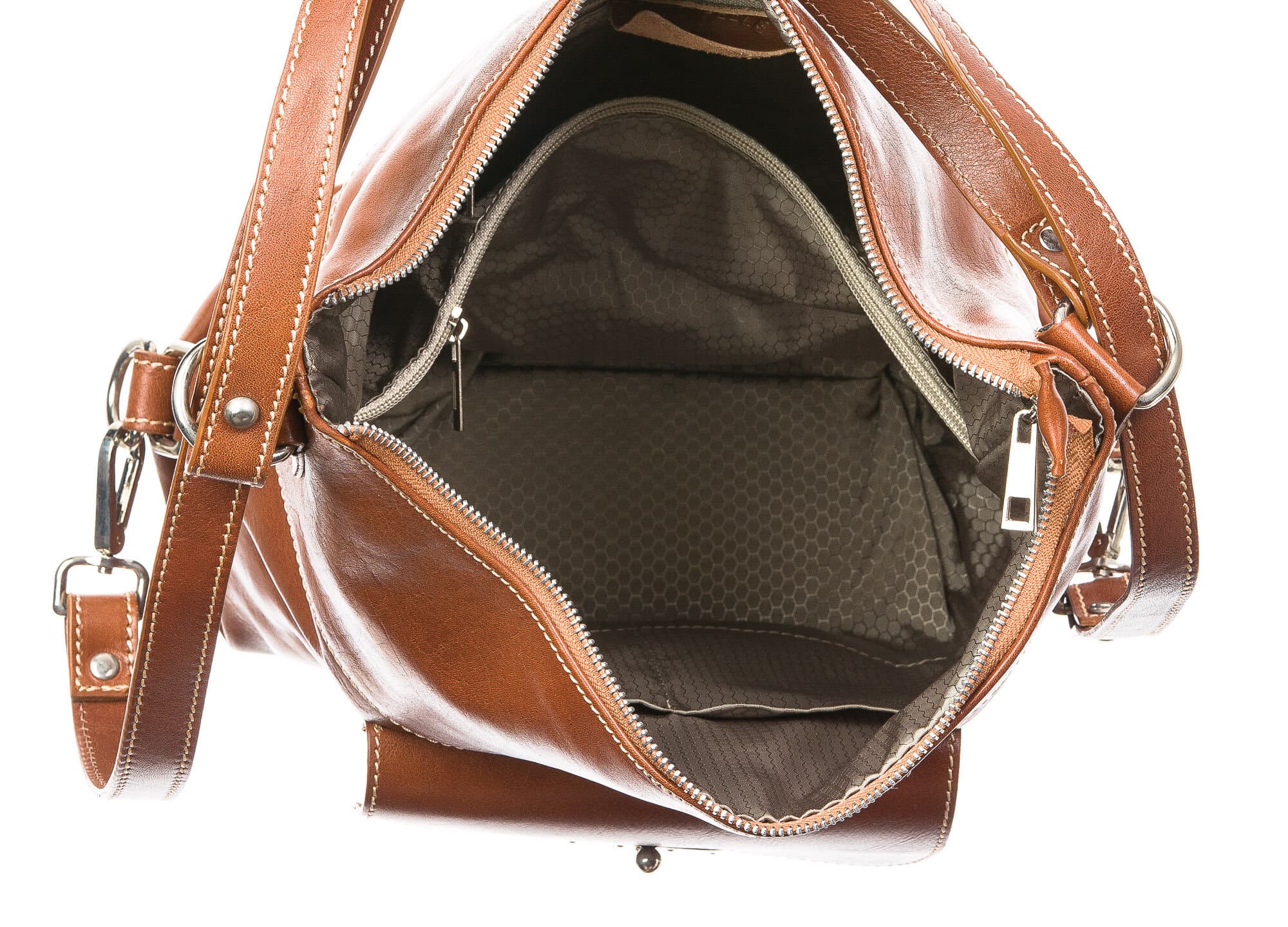 Borsa zaino donna in vera pelle CHIAROSCURO mod. MARTA, colore MIELE, Made in Italy.