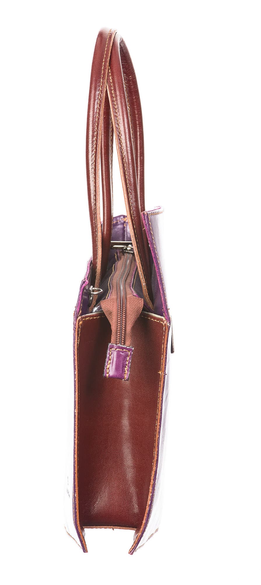 Borsa donna in vera pelle CHIAROSCURO mod. MEG, colore VIOLA, Made in Italy.