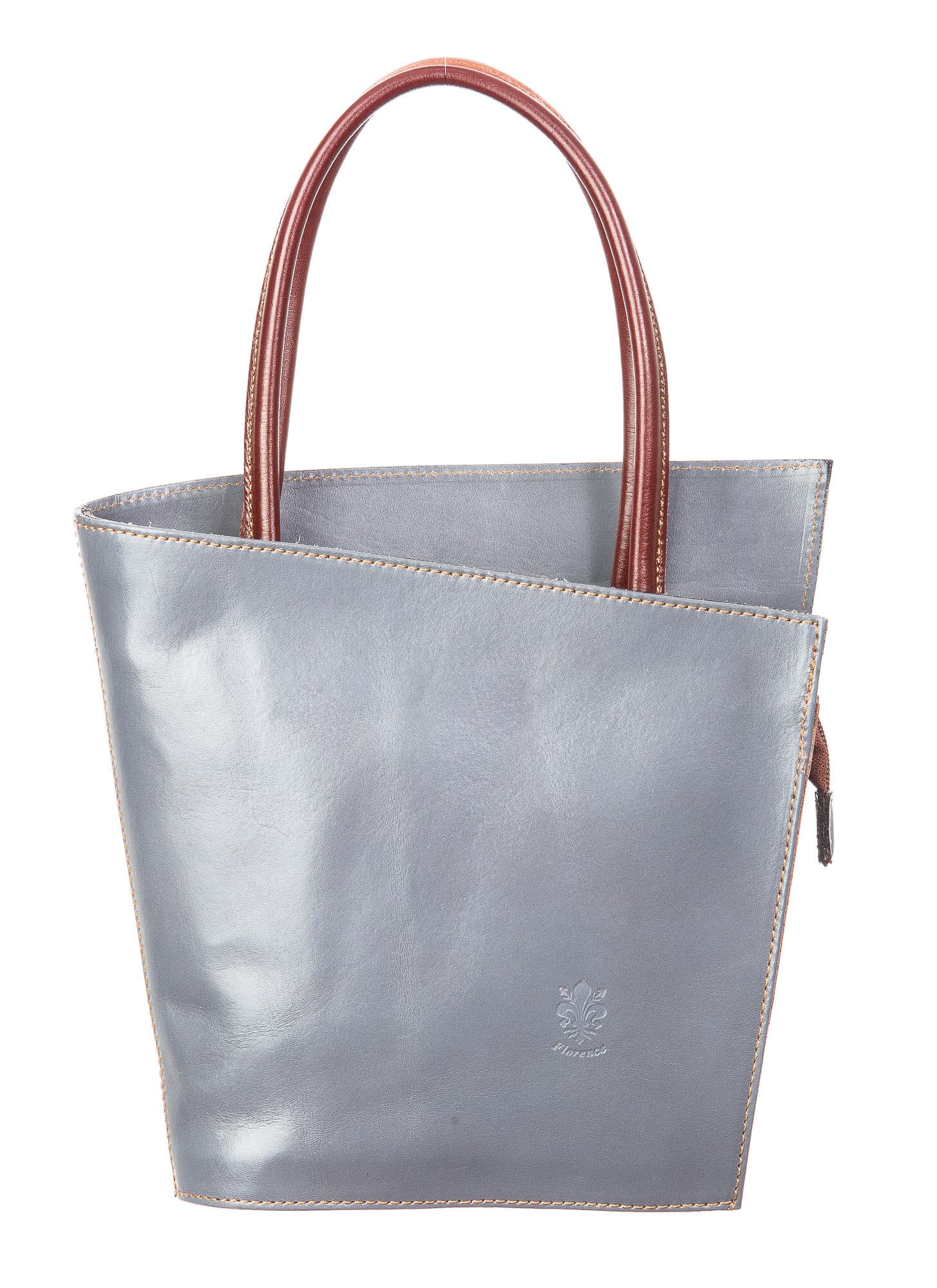 Borsa donna in vera pelle CHIAROSCURO mod. MEG, colore GRIGIO, Made in Italy.