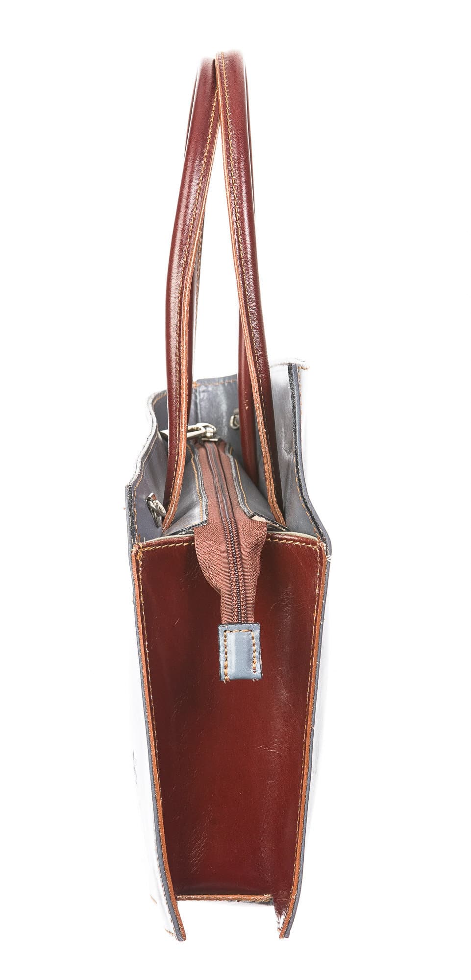 Borsa donna in vera pelle CHIAROSCURO mod. MEG, colore GRIGIO, Made in Italy.