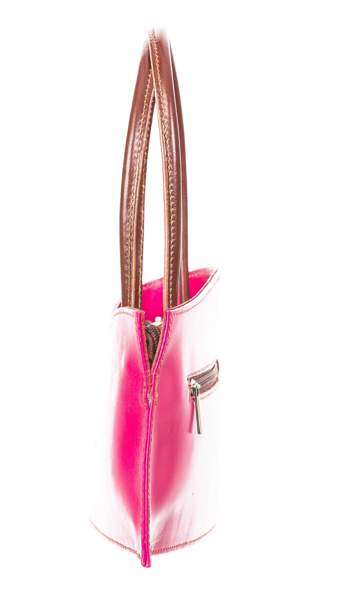 Borsa donna in vera pelle CHIARO SCURO mod. LEONA, MULTICOLORE, Made in Italy.