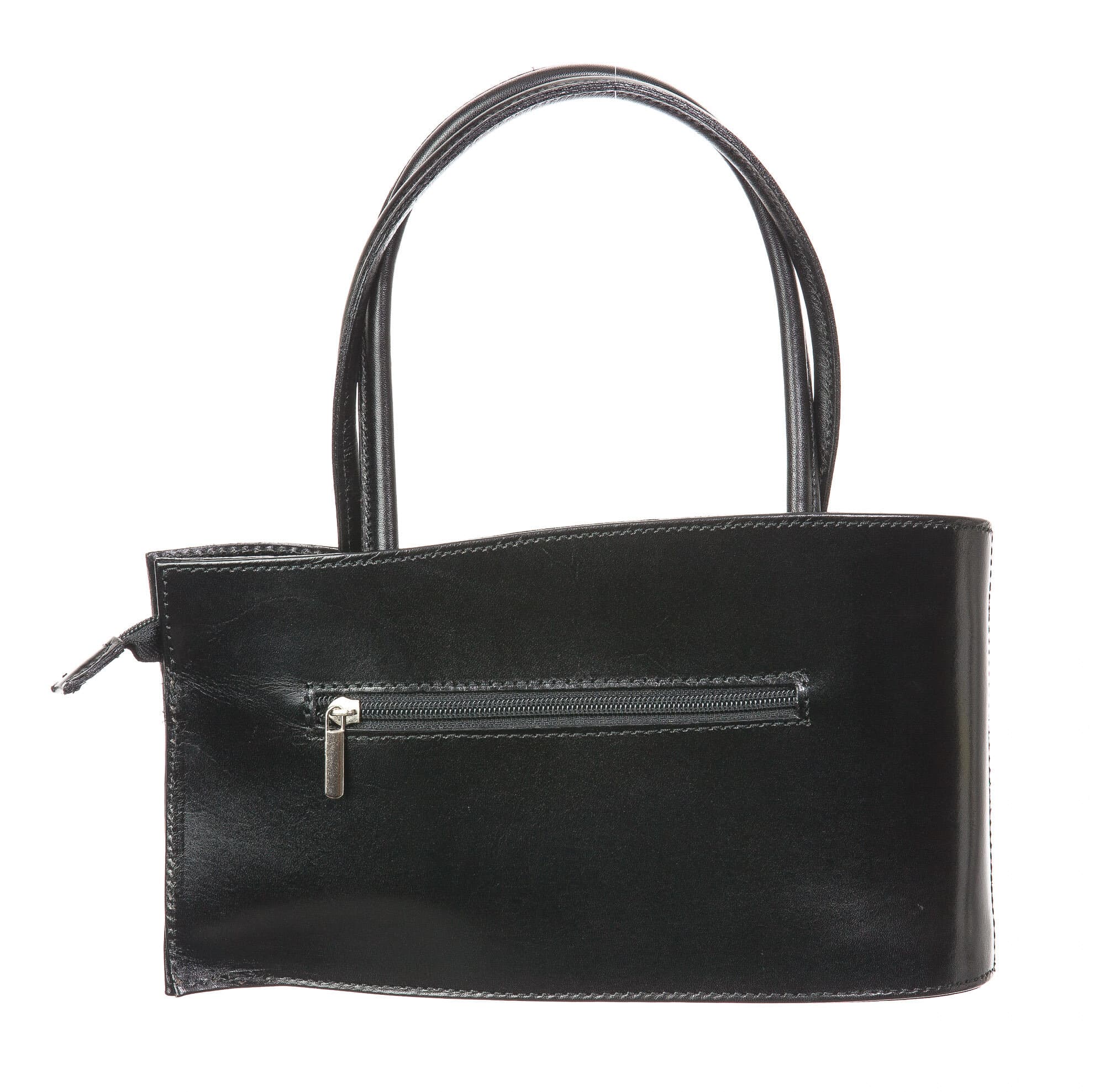 Borsa donna in vera pelle CHIAROSCURO mod. RENEE, colore NERO, Made in Italy.
