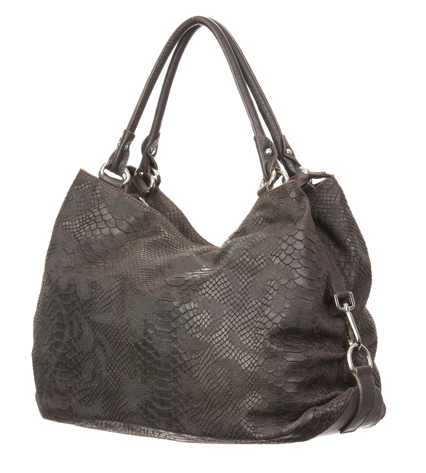 Borsa donna in vera pelle CHIARO SCURO mod. DIVA, colore MARRONE, Made in Italy.