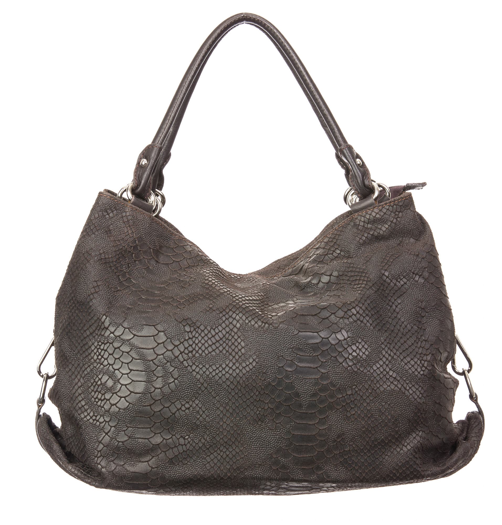 Borsa donna in vera pelle CHIARO SCURO mod. DIVA, colore MARRONE, Made in Italy.