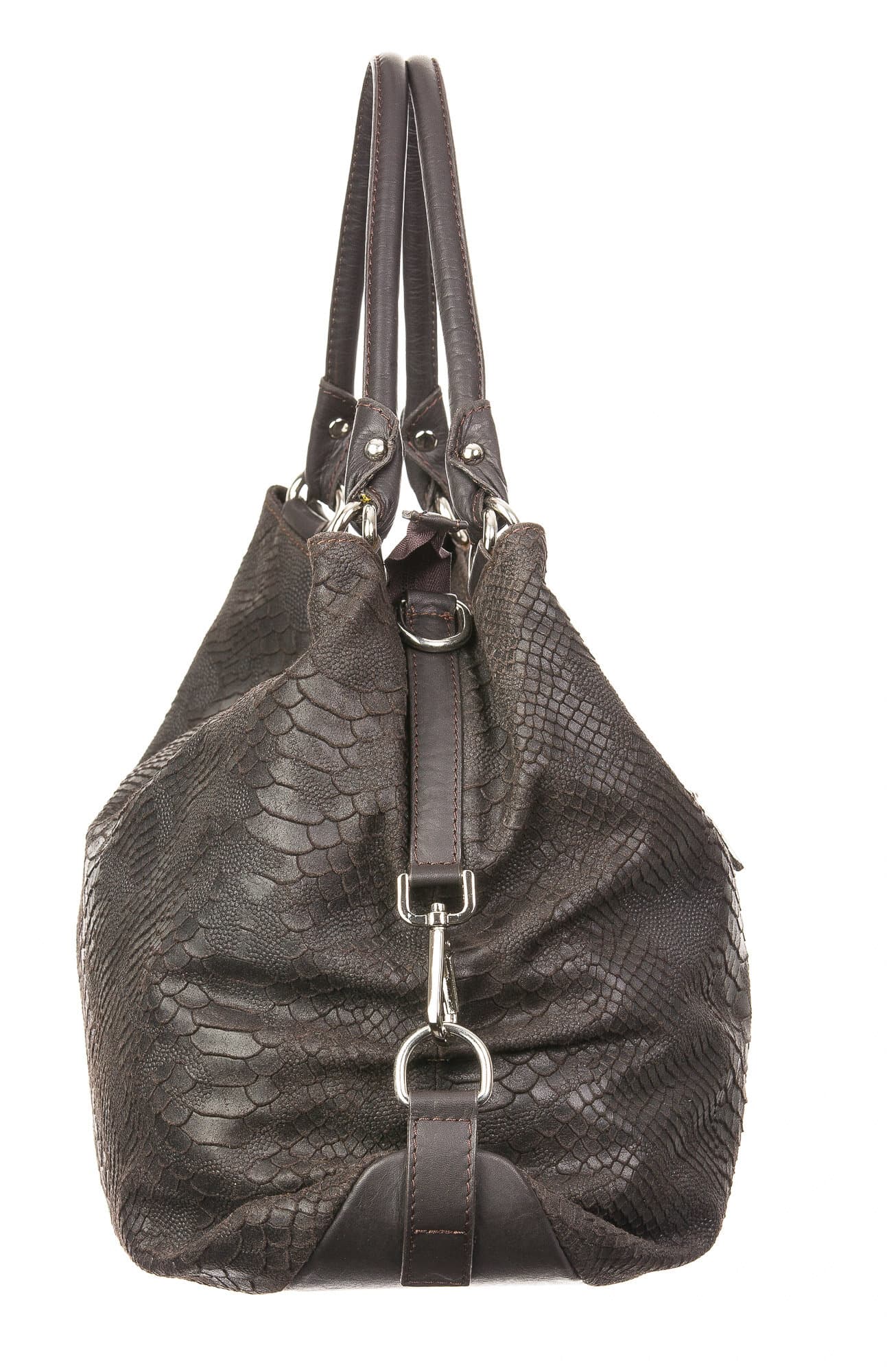 Borsa donna in vera pelle CHIARO SCURO mod. DIVA, colore MARRONE, Made in Italy.