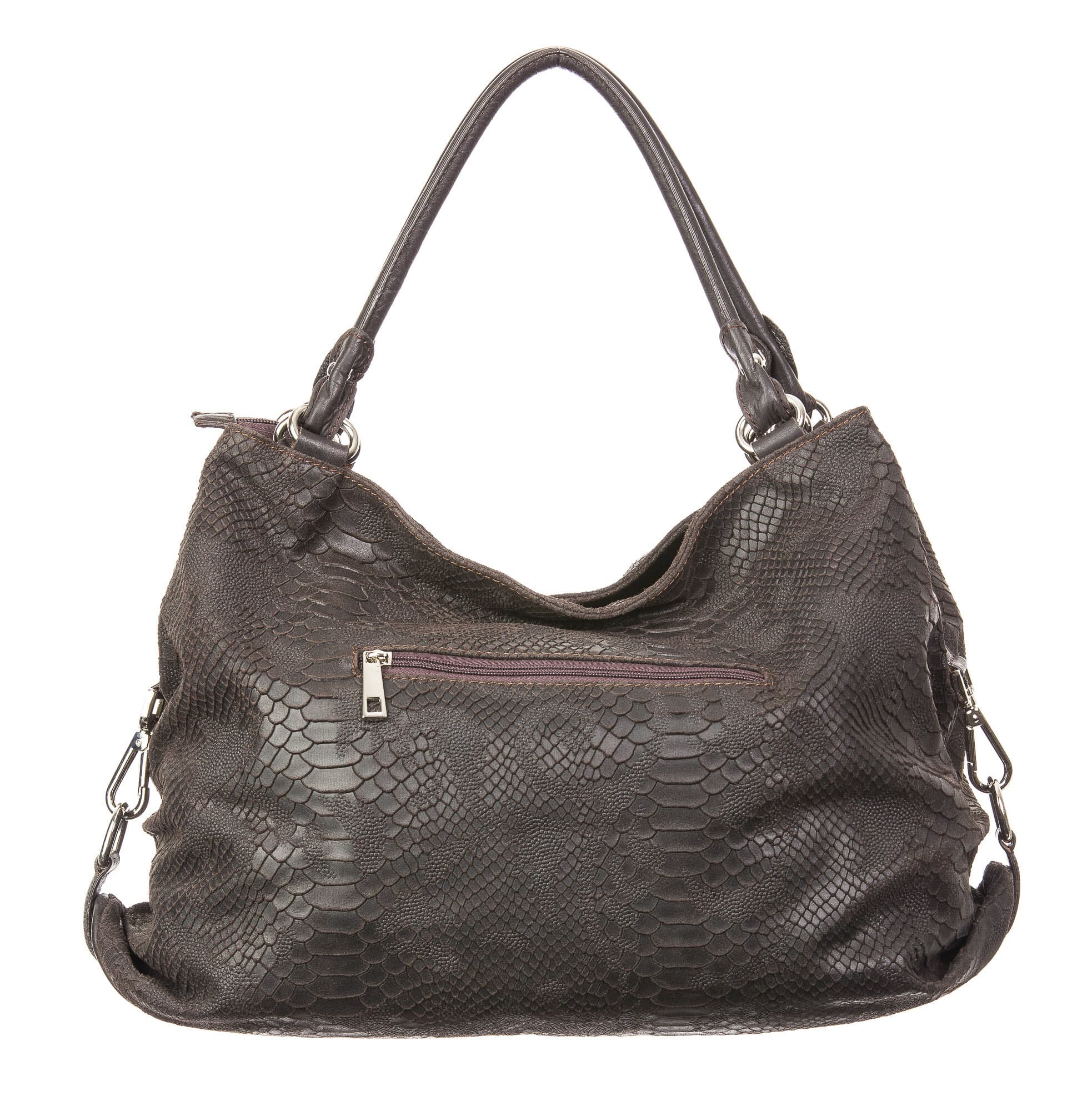 Borsa donna in vera pelle CHIARO SCURO mod. DIVA, colore MARRONE, Made in Italy.