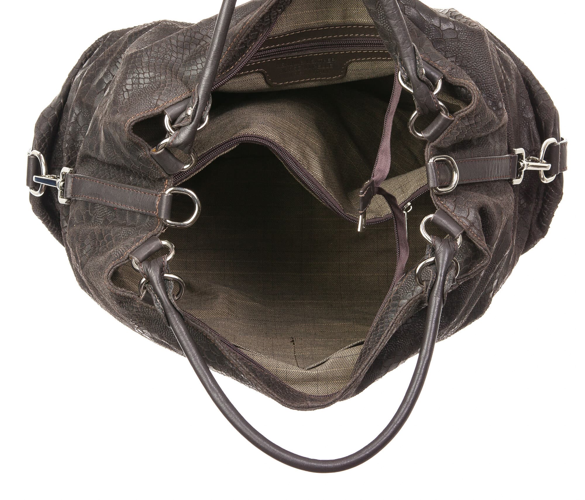 Borsa donna in vera pelle CHIARO SCURO mod. DIVA, colore MARRONE, Made in Italy.