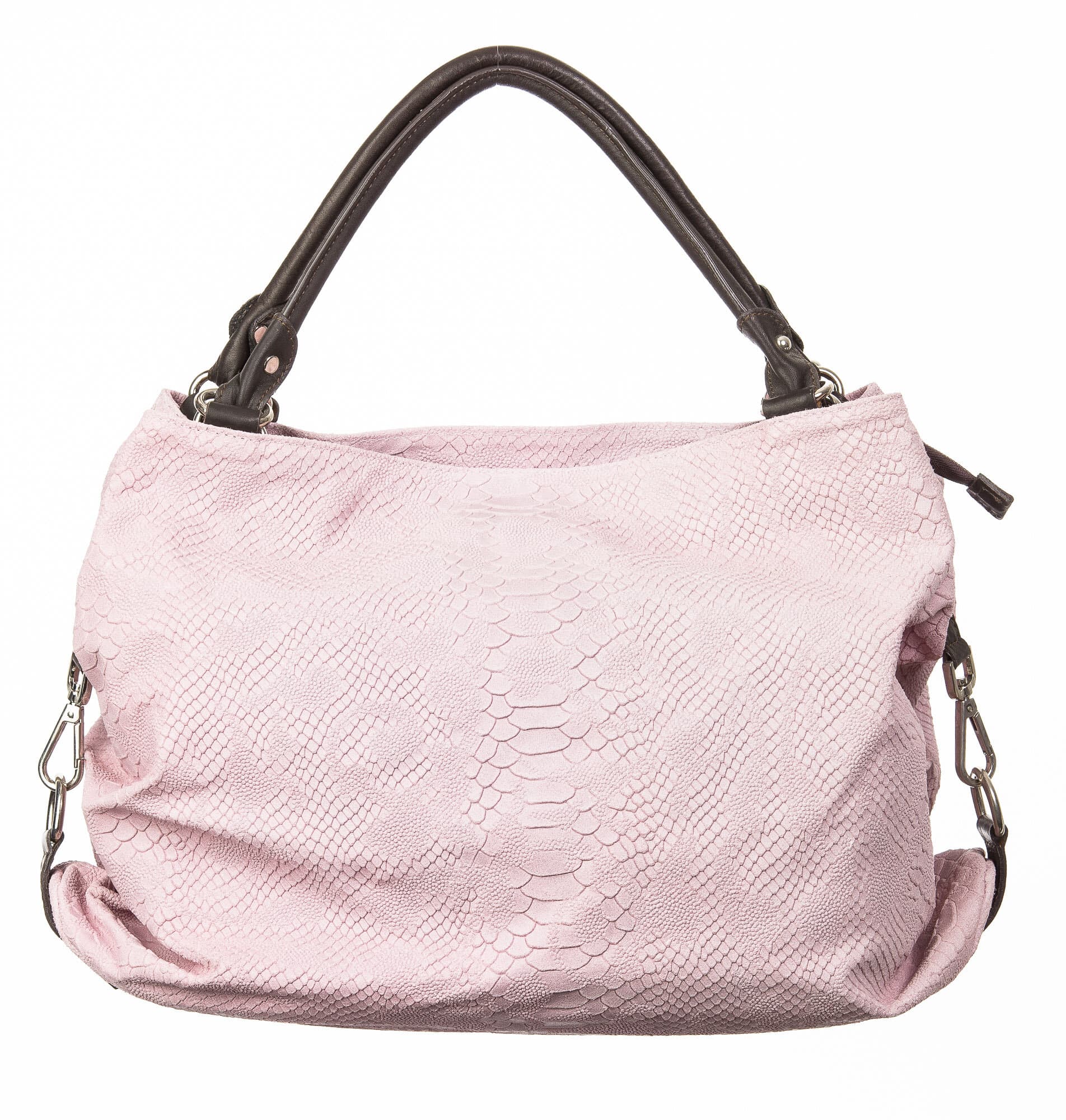 Borsa donna in vera pelle CHIARO SCURO mod. DIVA, colore ROSA, Made in Italy.