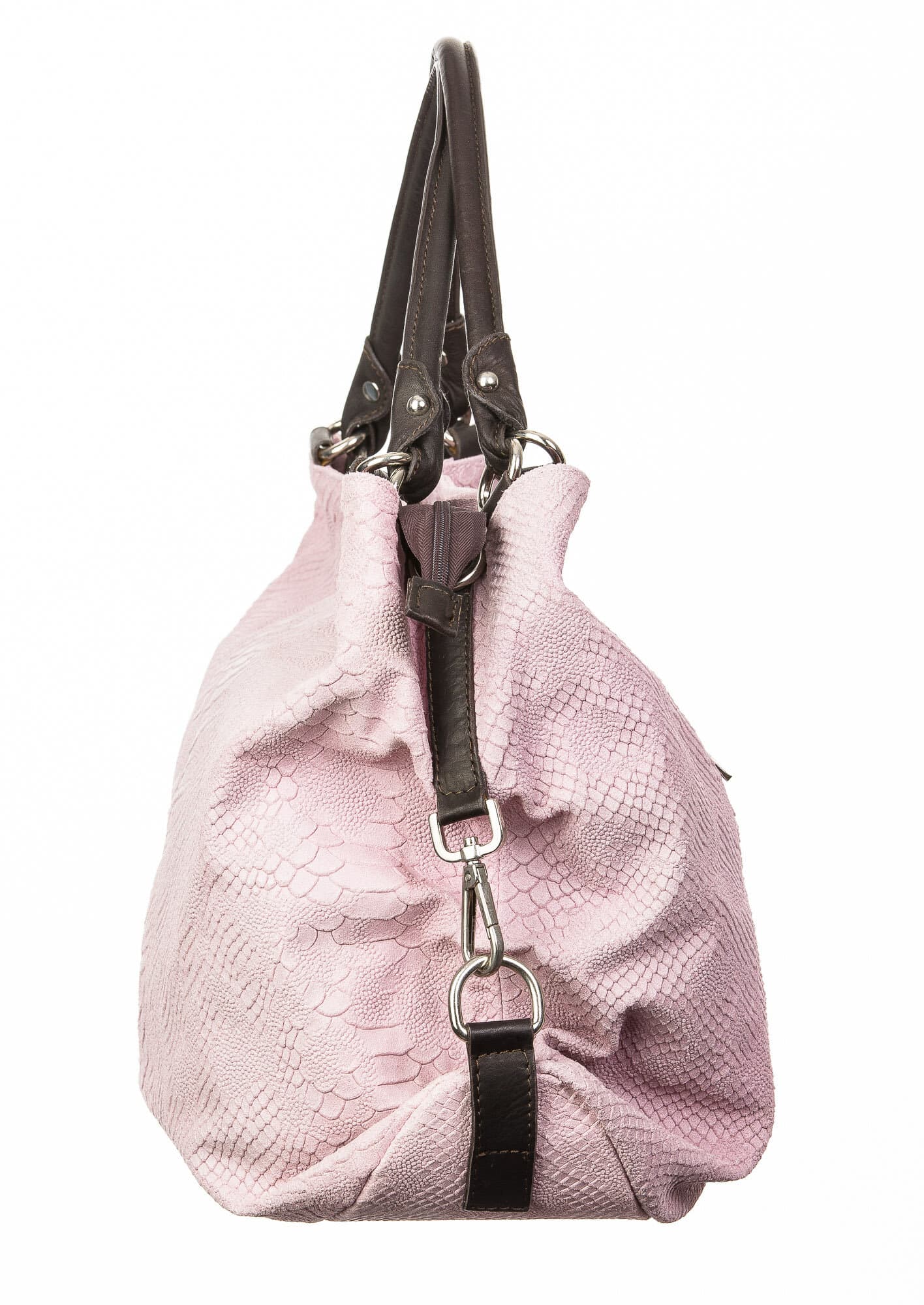 Borsa donna in vera pelle CHIARO SCURO mod. DIVA, colore ROSA, Made in Italy.