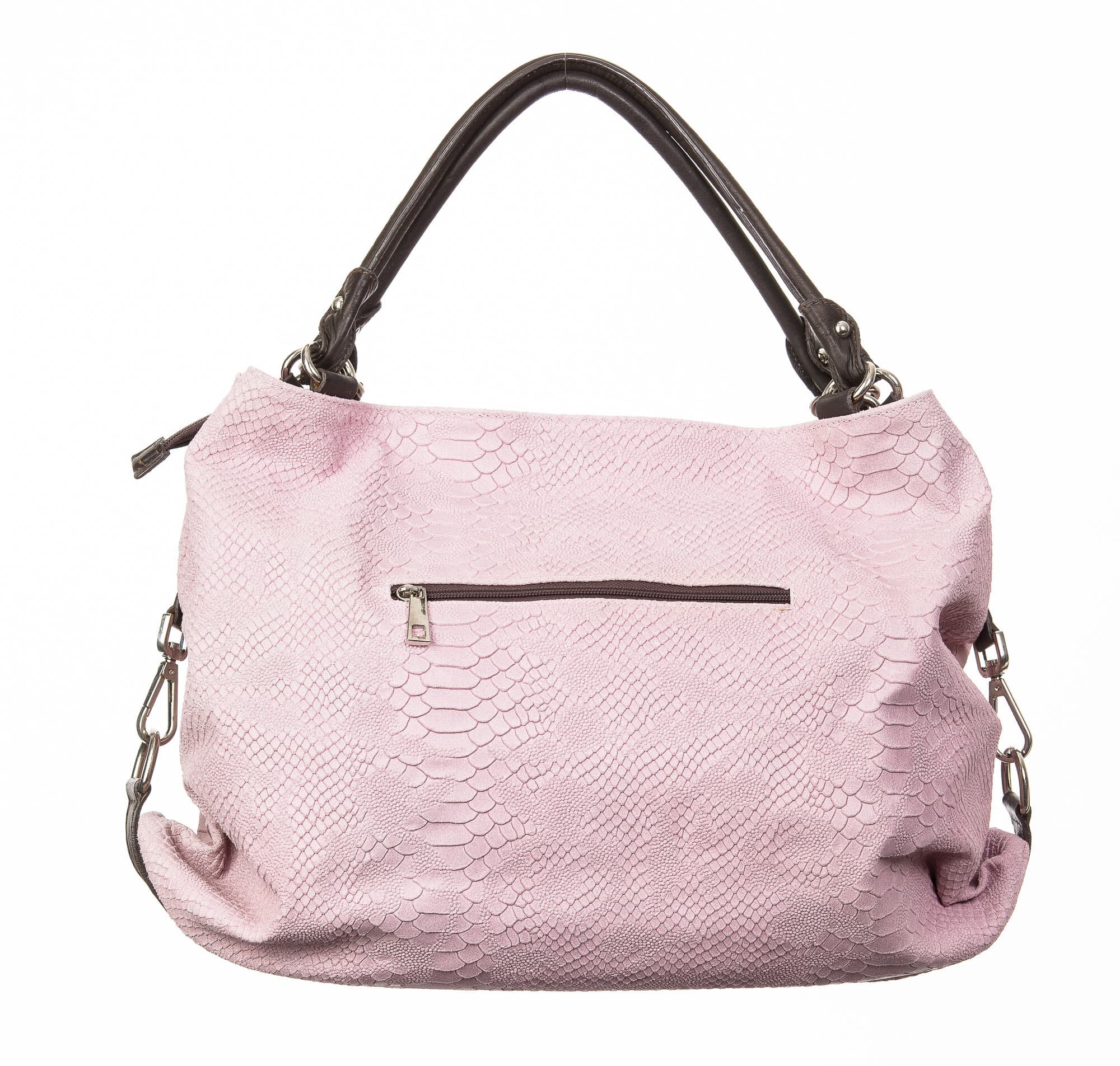 Borsa donna in vera pelle CHIARO SCURO mod. DIVA, colore ROSA, Made in Italy.