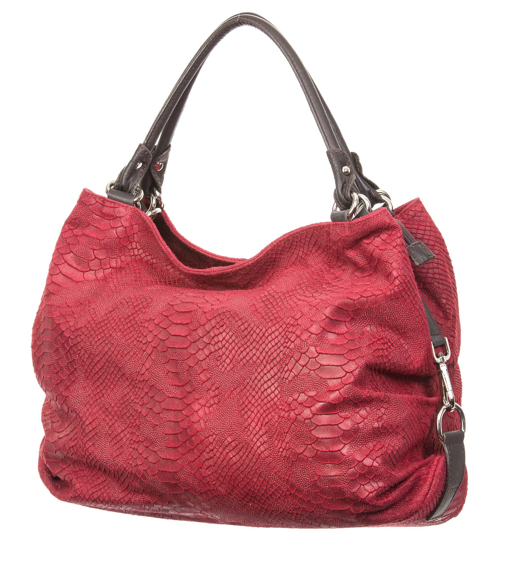 Borsa donna in vera pelle CHIARO SCURO mod. DIVA, colore BORDO', Made in Italy.