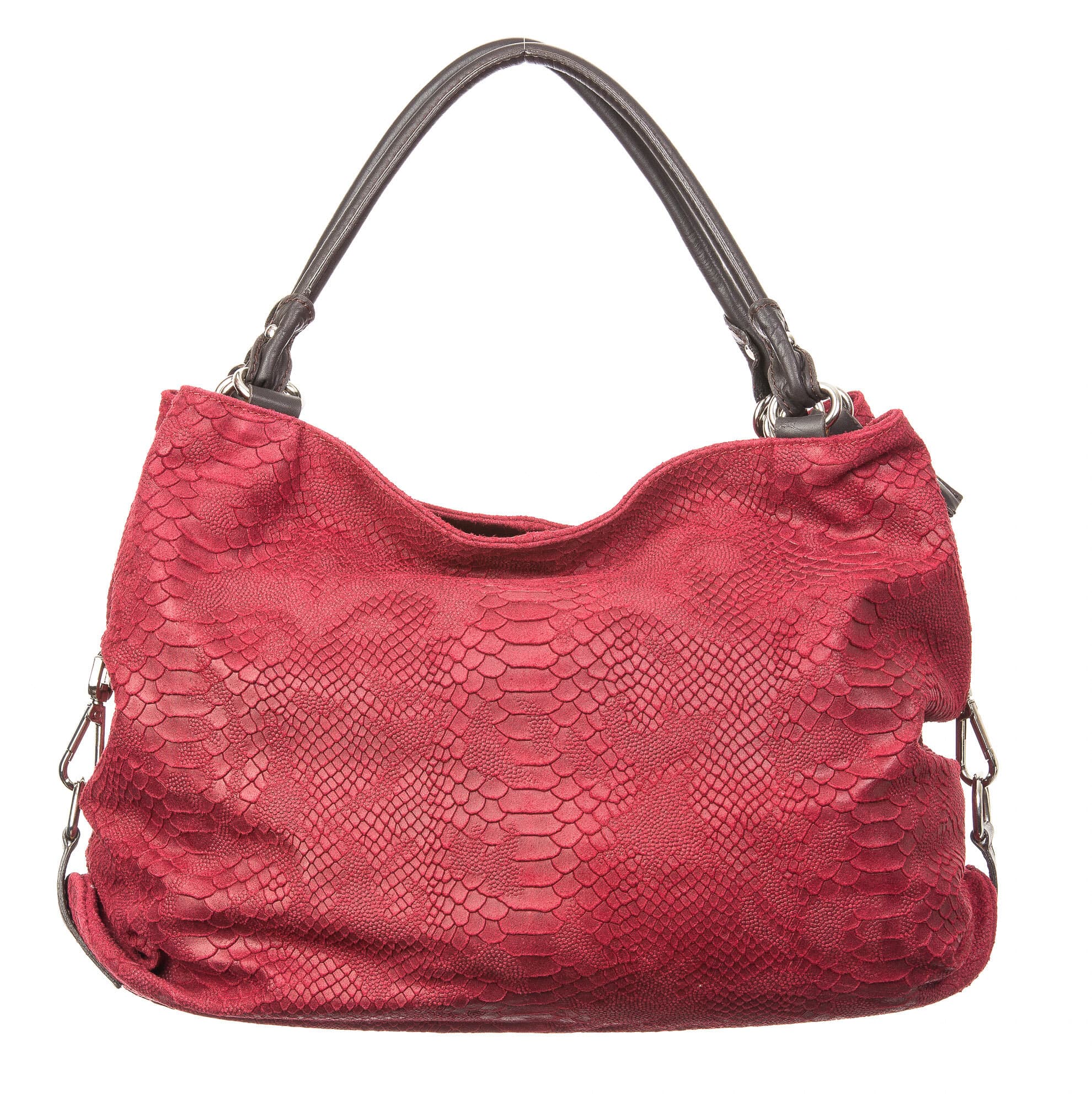 Borsa donna in vera pelle CHIARO SCURO mod. DIVA, colore BORDO', Made in Italy.