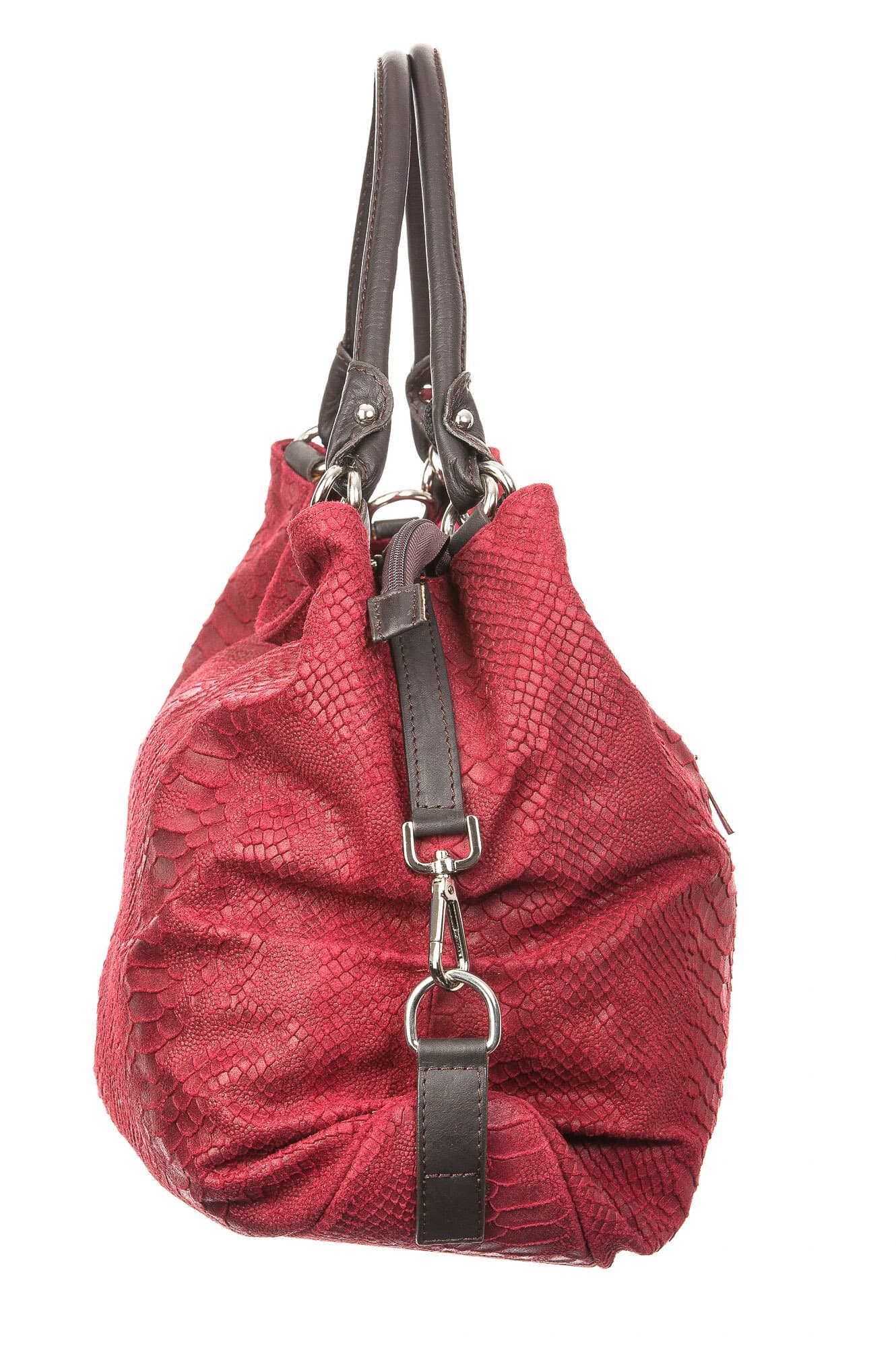 Borsa donna in vera pelle CHIARO SCURO mod. DIVA, colore BORDO', Made in Italy.