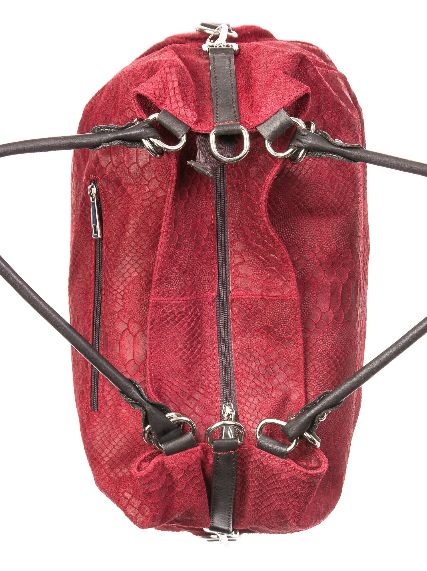 Borsa donna in vera pelle CHIARO SCURO mod. DIVA, colore BORDO', Made in Italy.