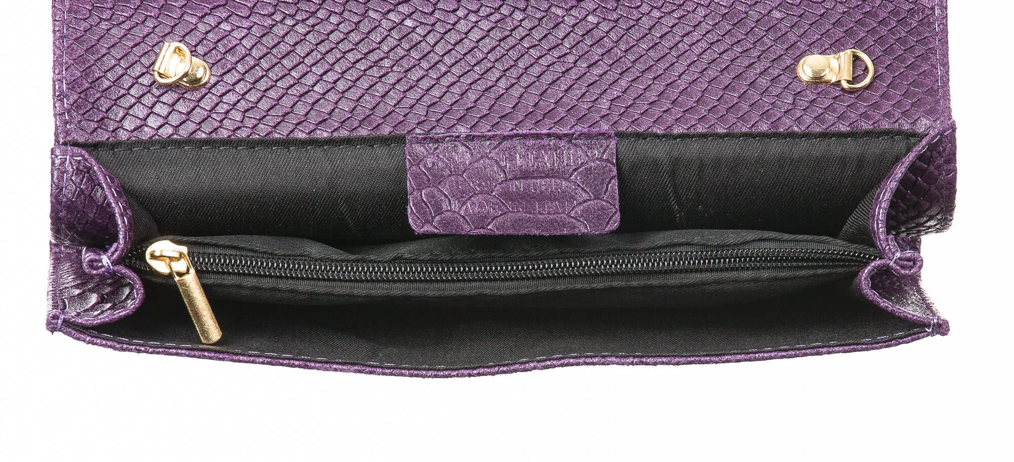 Borsa donna in vera pelle CHIARO SCURO mod. EMILIA, colore VIOLA, Made in Italy.