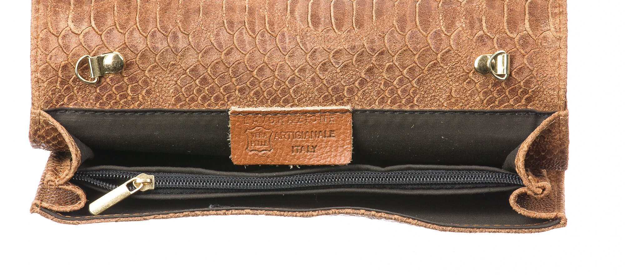 Borsa donna in vera pelle CHIARO SCURO mod. EMILIA, colore MARRONE, Made in Italy.