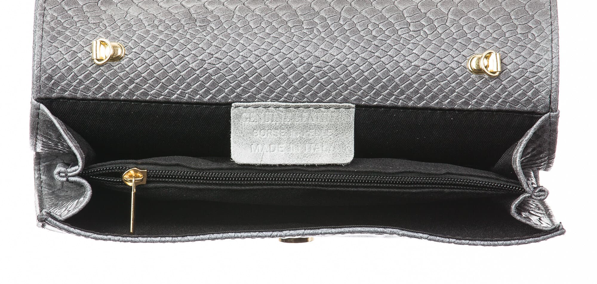 Borsa donna in vera pelle CHIARO SCURO mod. EMILIA, colore GRIGIO, Made in Italy.