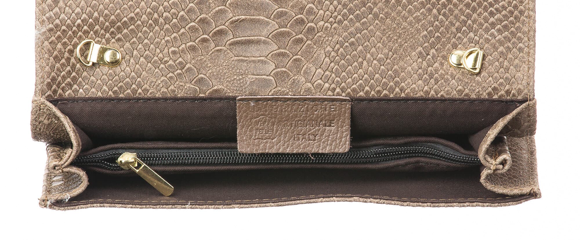 Borsa donna in vera pelle CHIARO SCURO mod. EMILIA, colore TAUPE, Made in Italy.
