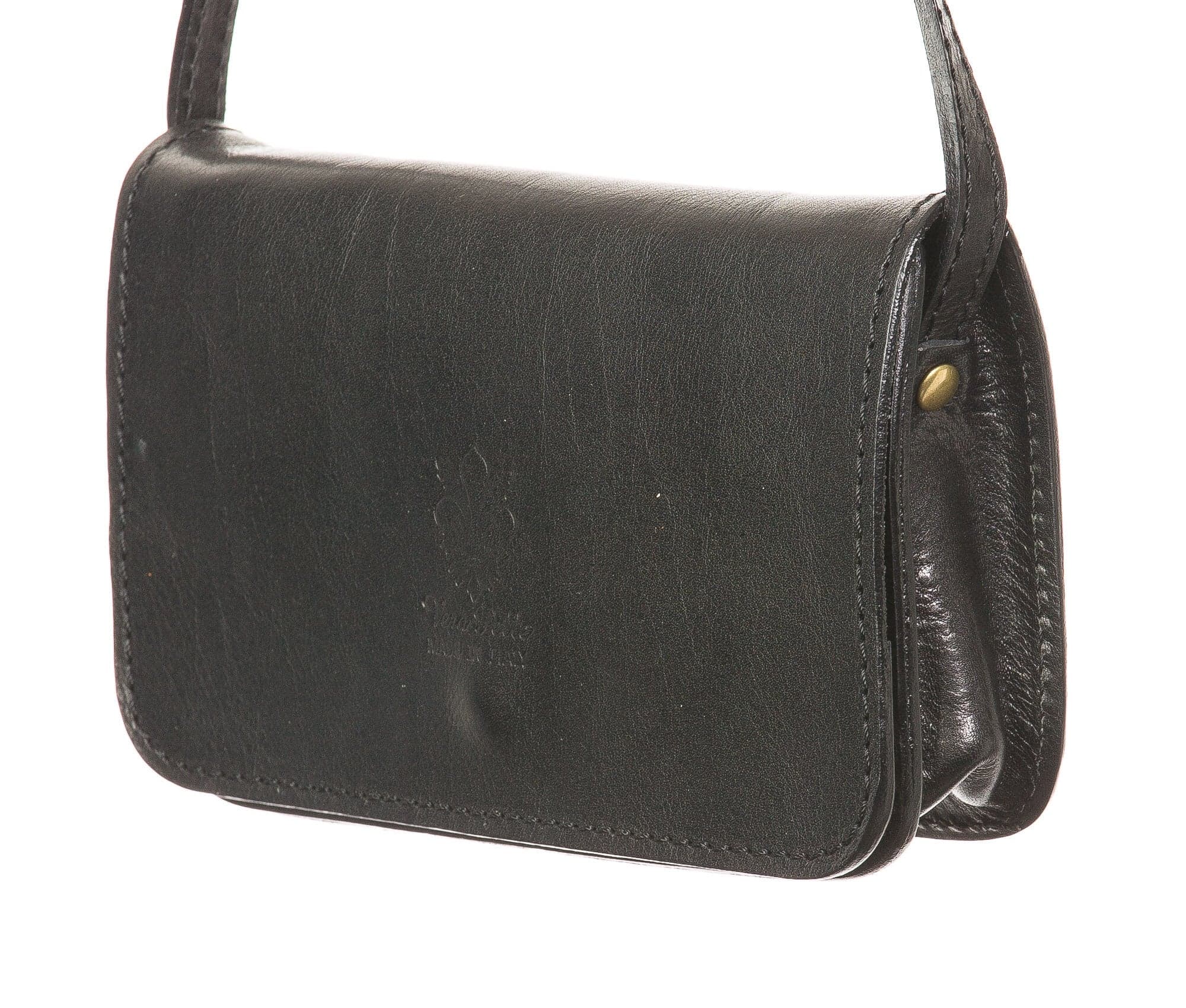 Borsa donna in vera pelle CHIAROSCURO mod. MILVIA, colore NERO, Made in Italy.