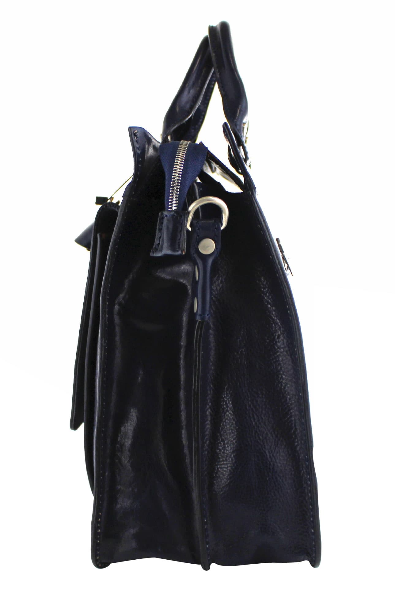 EMIDIO XXL: cartella ufficio / borsa lavoro, uomo / donna, in cuoio, colore : BLU, Made in Italy
