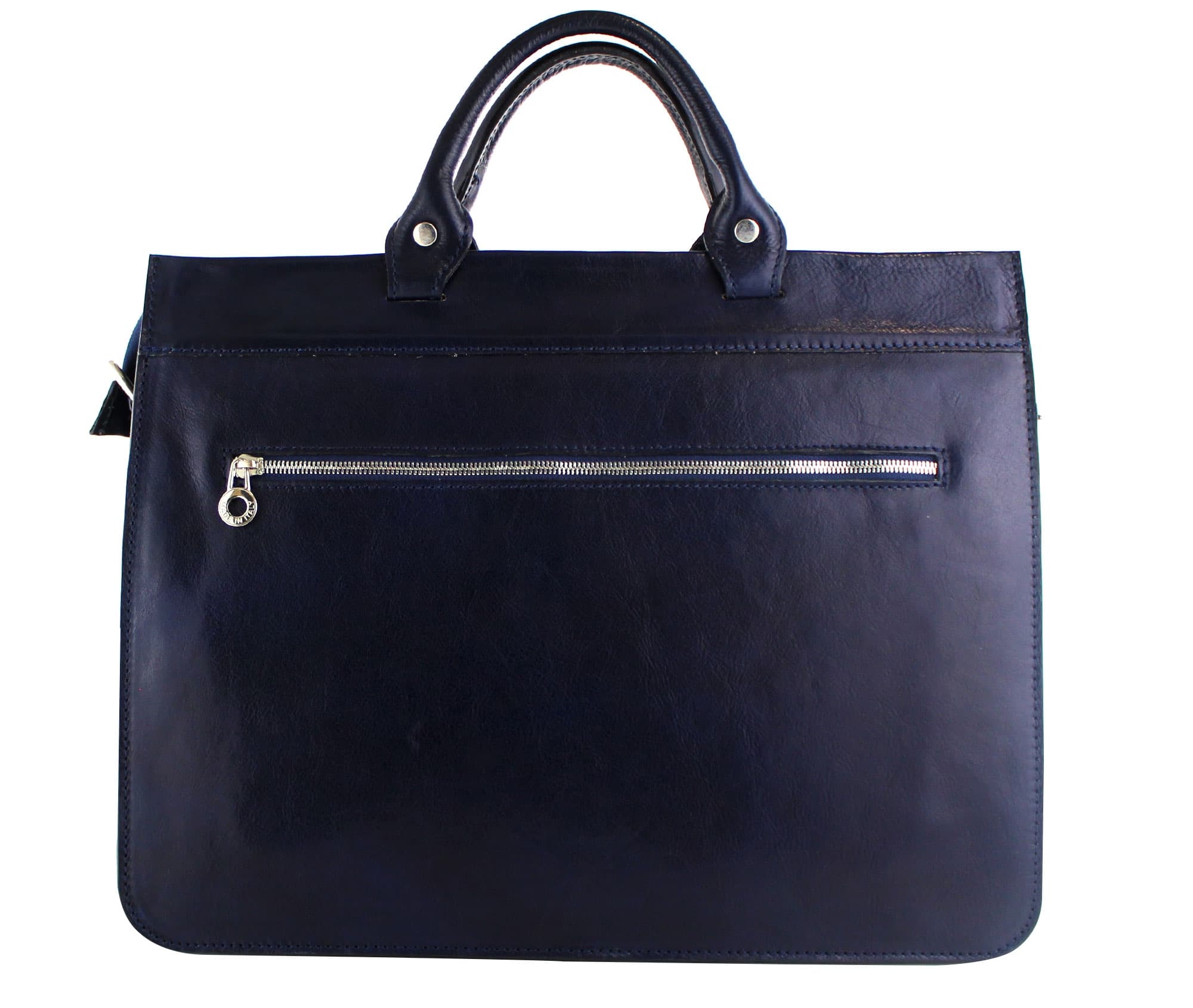 EMIDIO XXL: cartella ufficio / borsa lavoro, uomo / donna, in cuoio, colore : BLU, Made in Italy