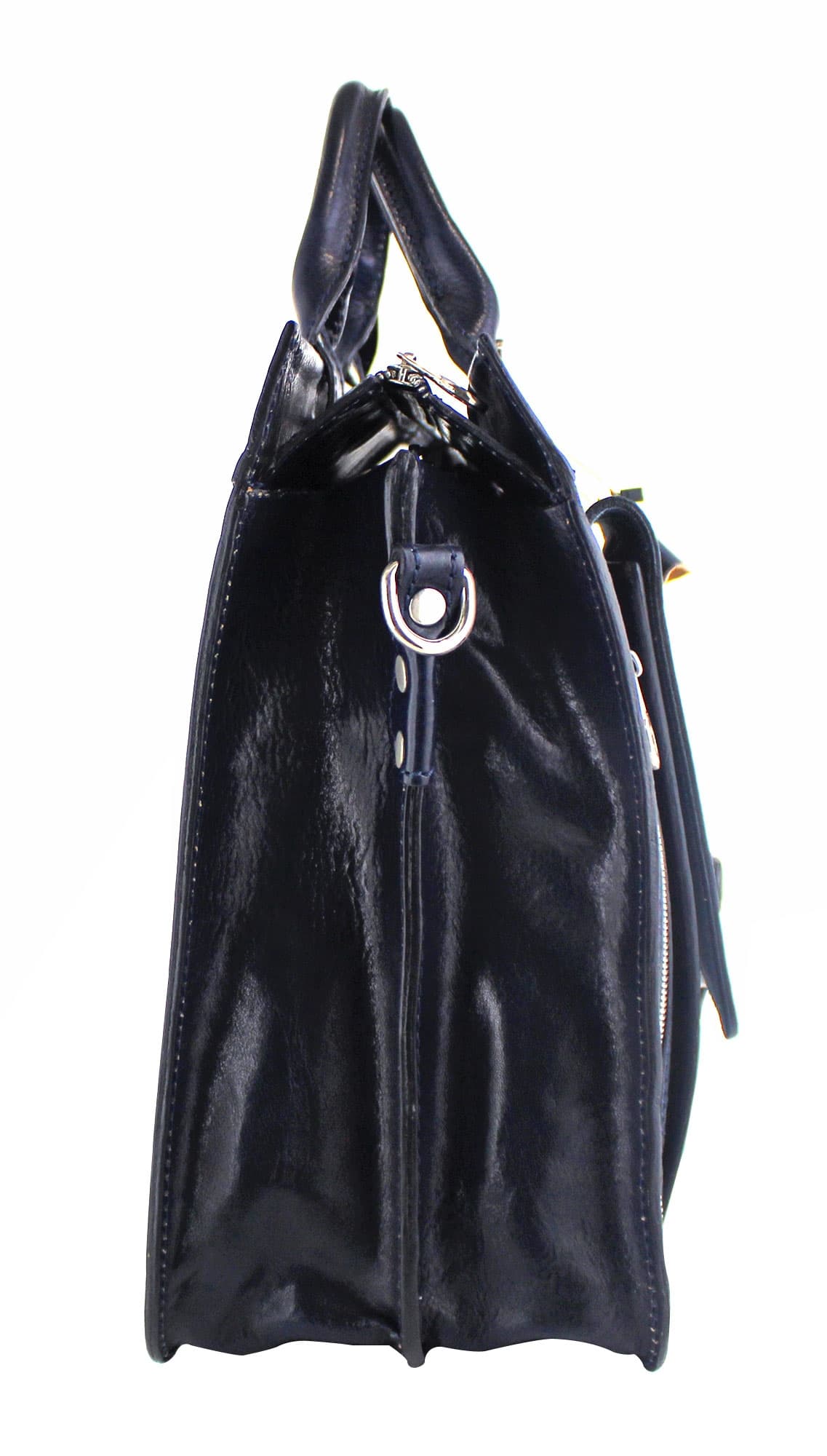 EMIDIO XXL: cartella ufficio / borsa lavoro, uomo / donna, in cuoio, colore : BLU, Made in Italy