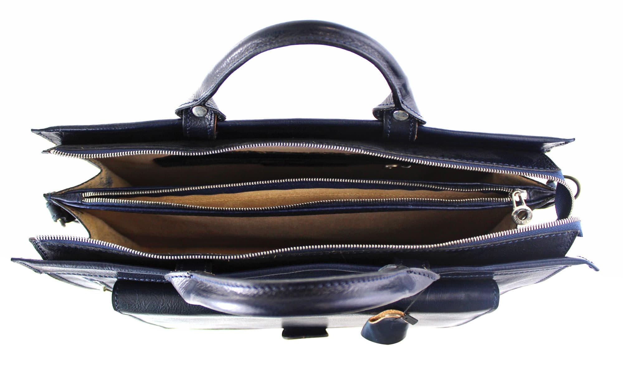 EMIDIO XXL: cartella ufficio / borsa lavoro, uomo / donna, in cuoio, colore : BLU, Made in Italy