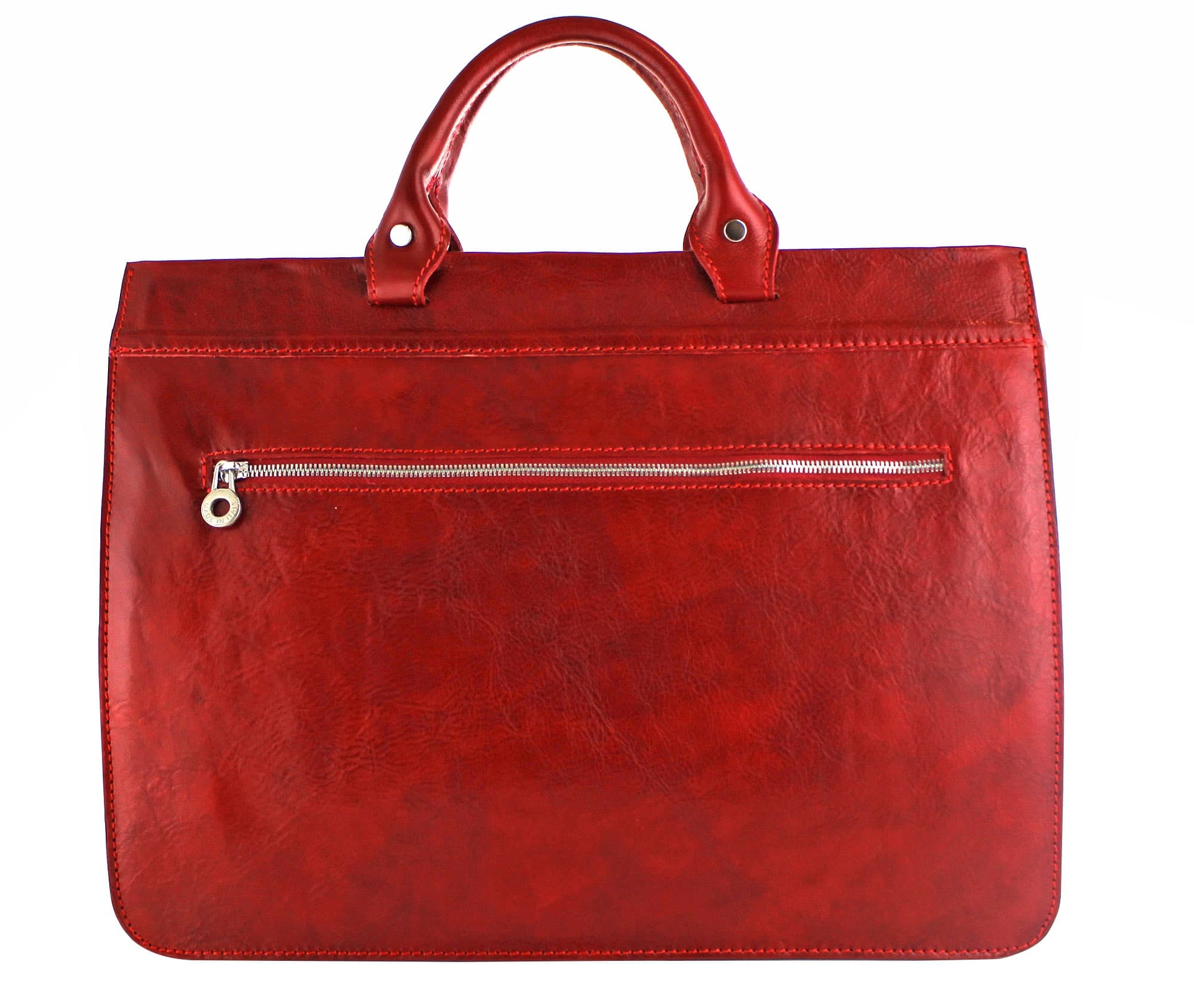 EMIDIO XXL: cartella ufficio / borsa lavoro, uomo / donna, in cuoio, colore : rossa, Made in Italy