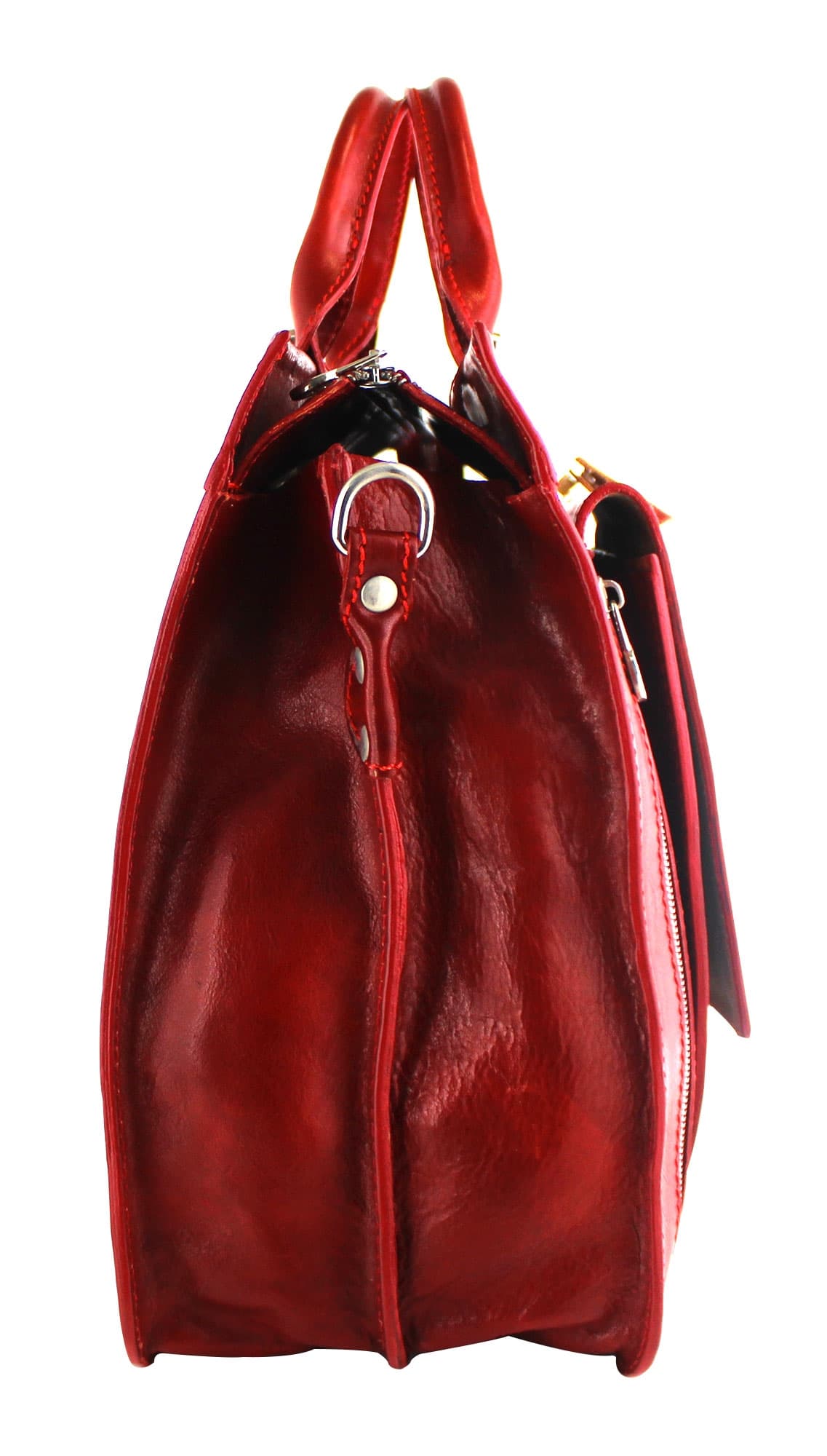 EMIDIO XXL: cartella ufficio / borsa lavoro, uomo / donna, in cuoio, colore : rossa, Made in Italy