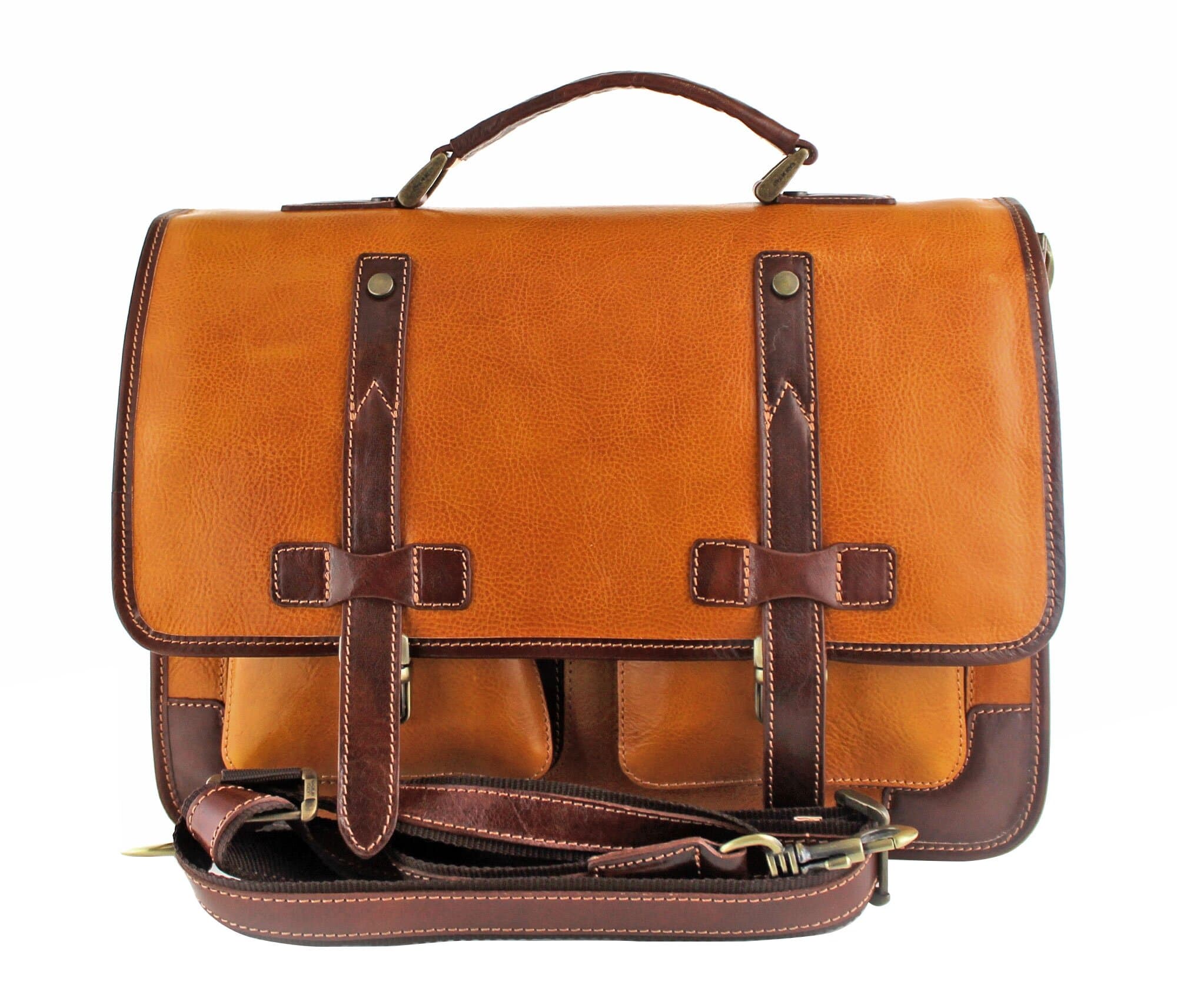 ERNESTO: cartella /borsa ufficio uomo, in cuoio, colore: MIELE / TESTAMORO, Made in Italy