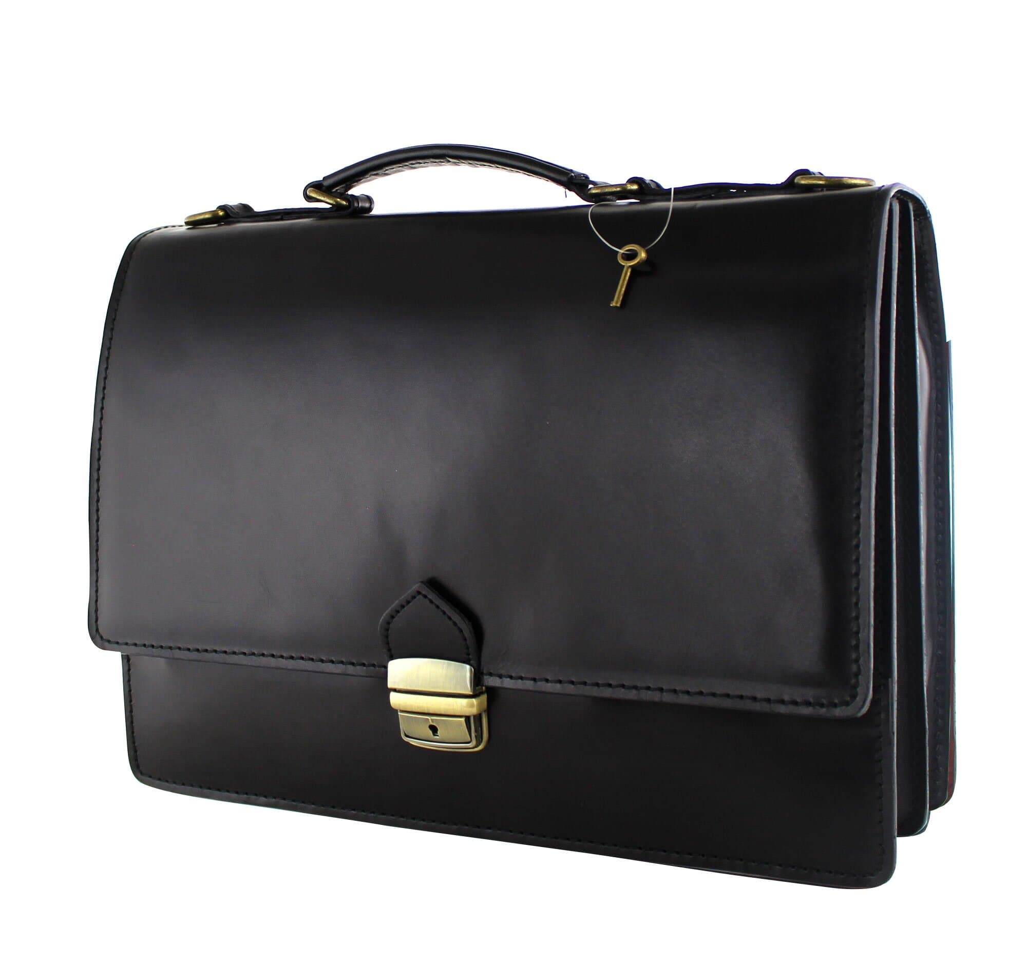 Borsa ufficio da uomo in vera pelle GABRIELE, colore NERO, CHIAROSCURO, Made in Italy