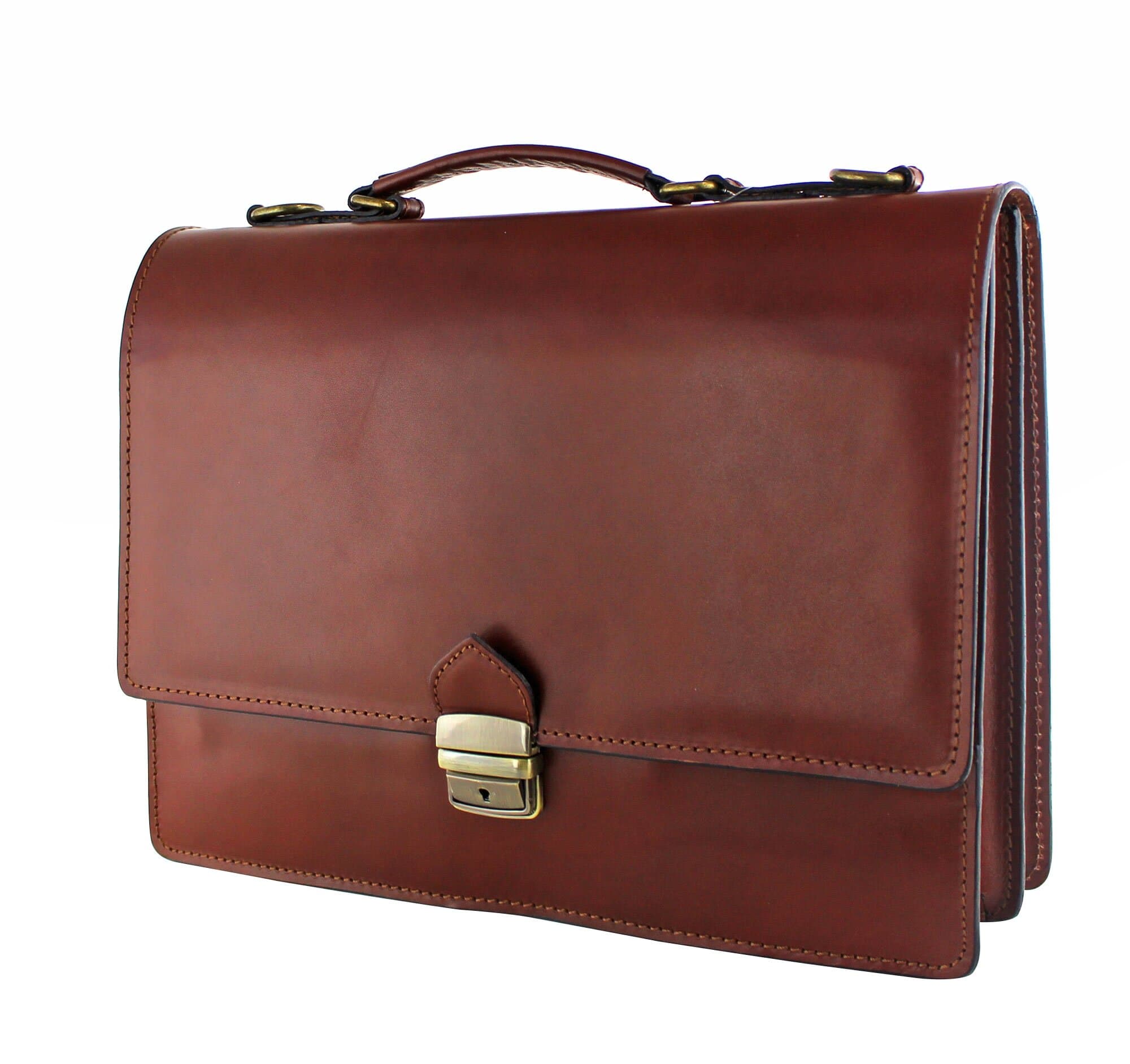 Borsa ufficio da uomo in vera pelle GABRIELE, colore MARRONE, CHIAROSCURO, Made in Italy