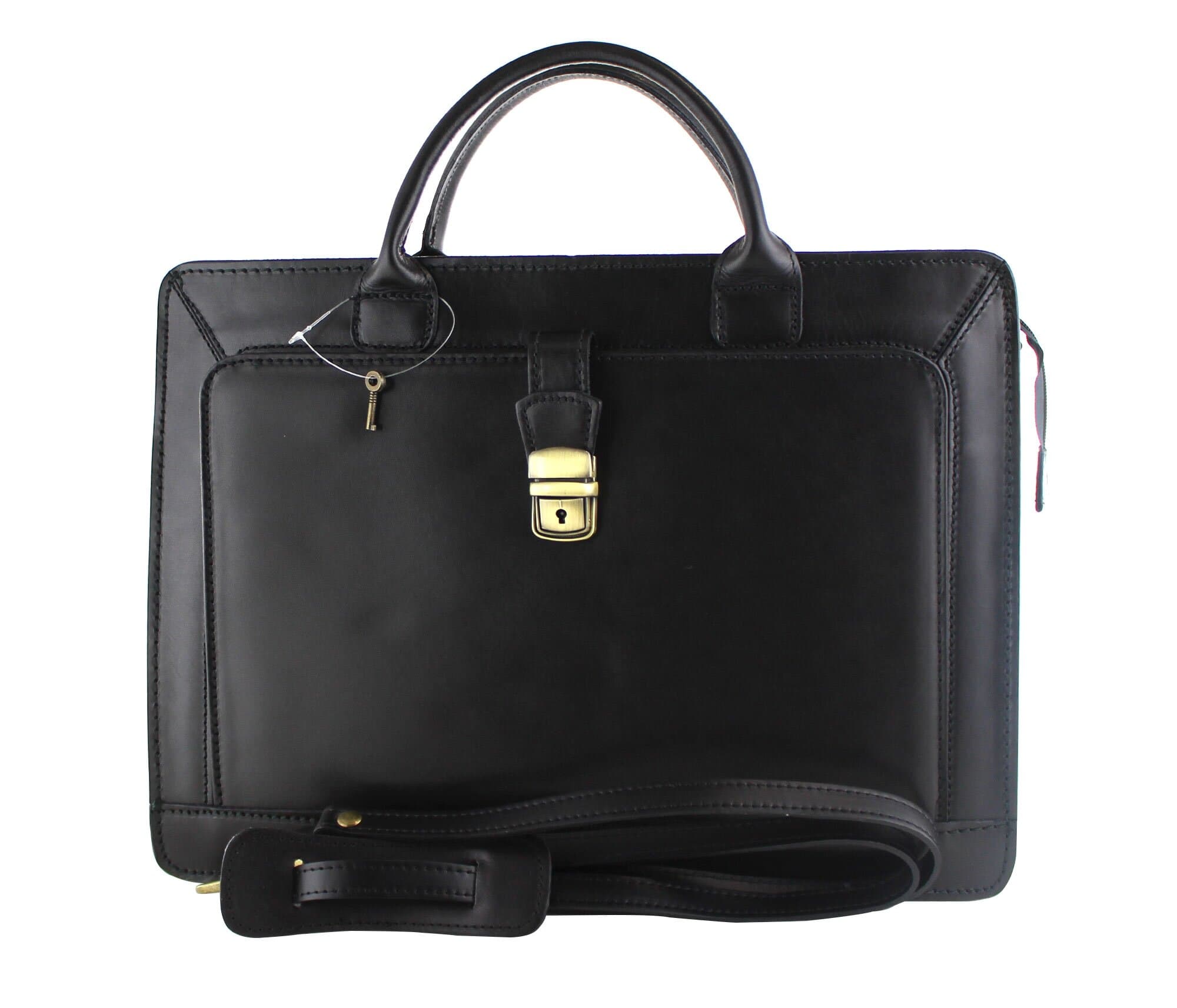 Cartella ufficio / lavoro in vera pelle CHIAROSCURO mod. PATRIZIO colore NERO Made in Italy.