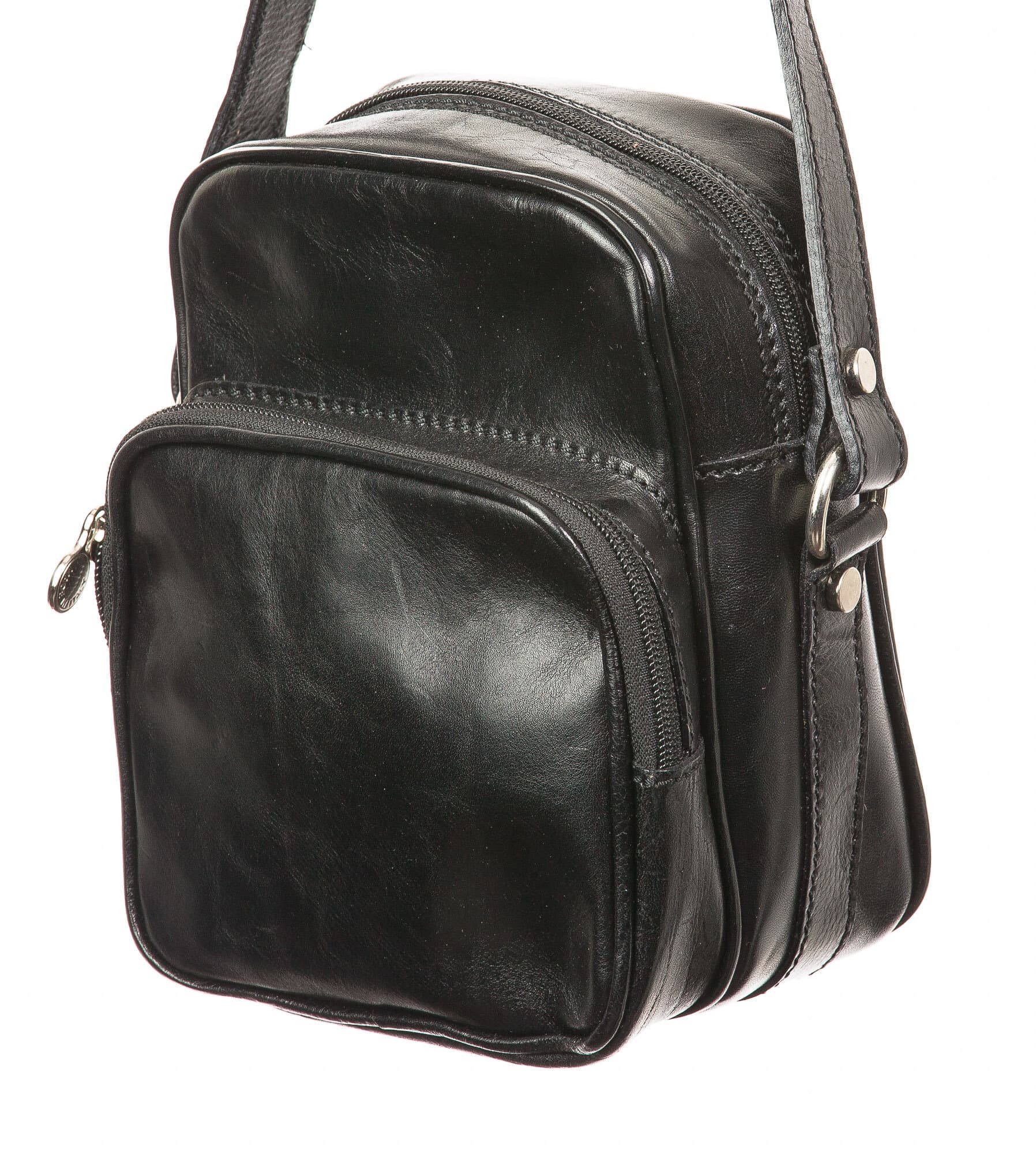 Borsa uomo in vera pelle CHIAROSCURO mod. DAVIDE, colore NERO, Made in Italy. (Borsa)