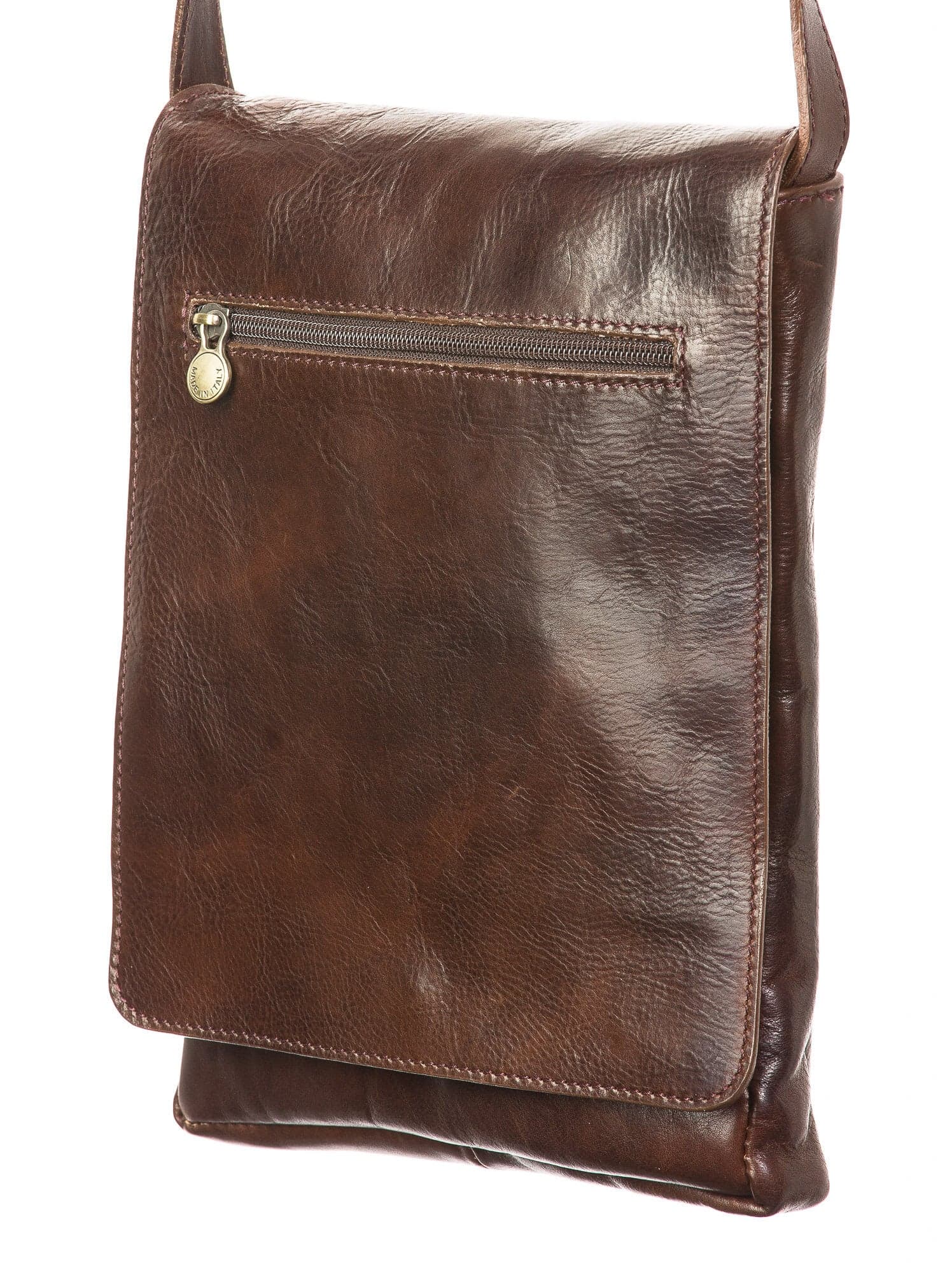 Borsa uomo in vera pelle CHIAROSCURO mod. RONI, colore TESTA DI MORO, Made in Italy.