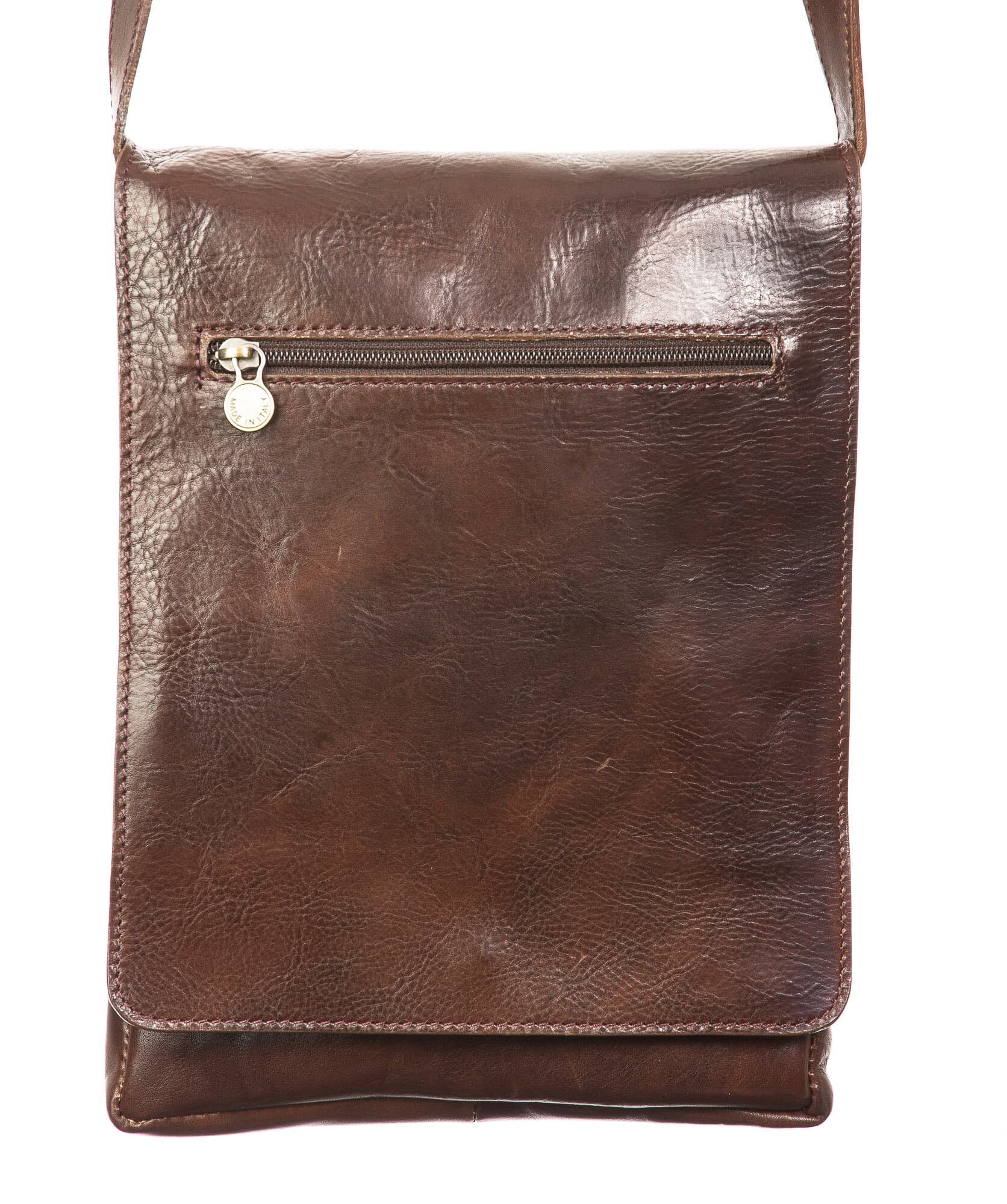 Borsa uomo in vera pelle CHIAROSCURO mod. RONI, colore TESTA DI MORO, Made in Italy.